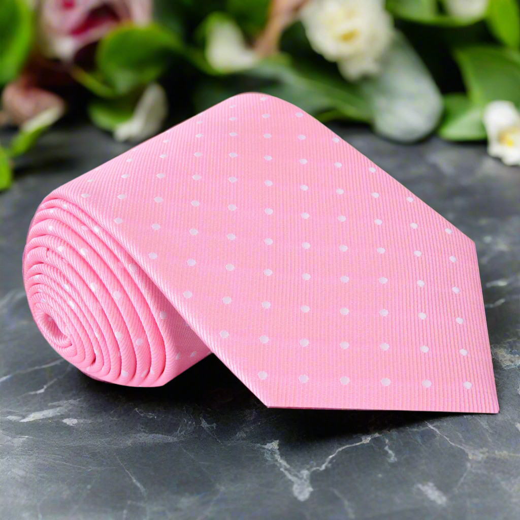 Light Pink with White Dots Tie 