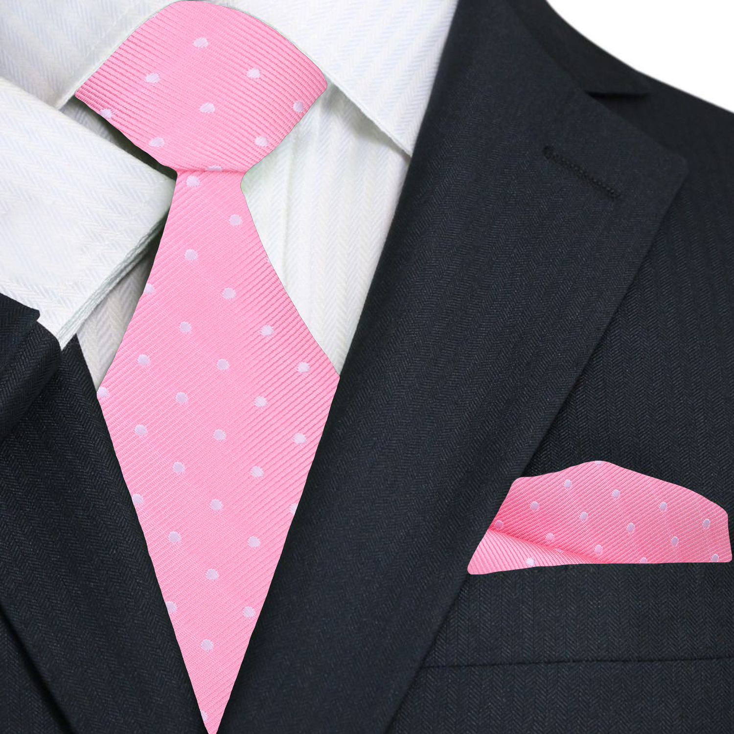Light Pink with White Dots Tie and Square 1