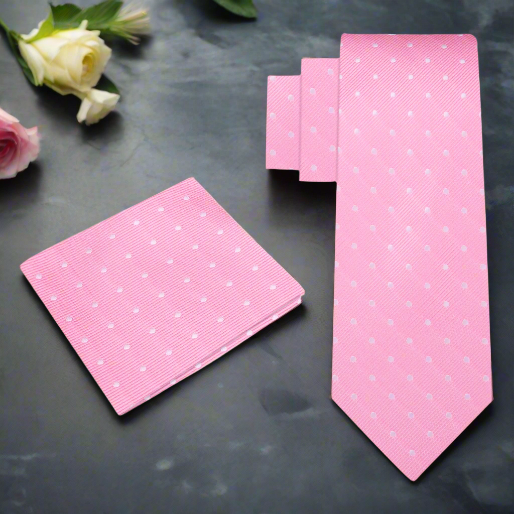 Alt Light Pink with White Dots Tie and Square 1
