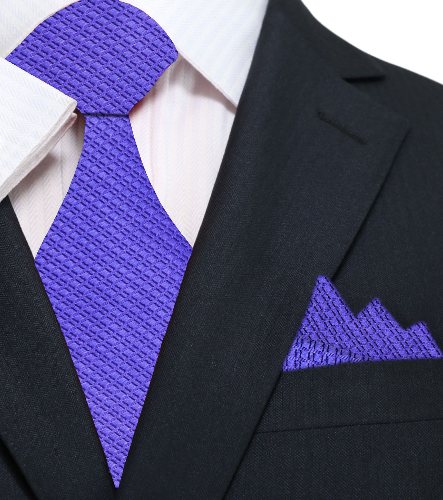 Main: Solid Purple Textured Tie and Pocket Square