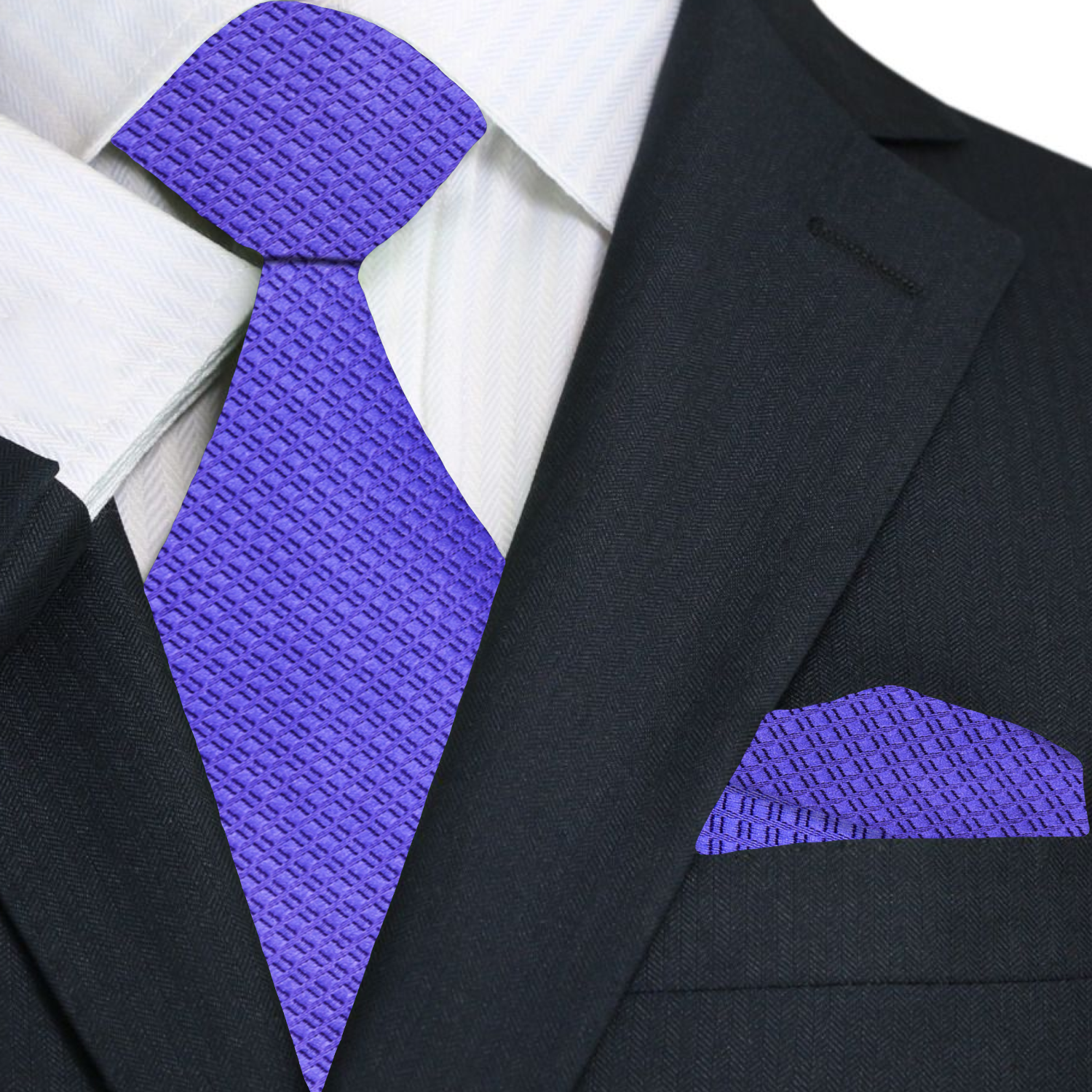 Main: Solid Purple Textured Tie and Pocket Square
