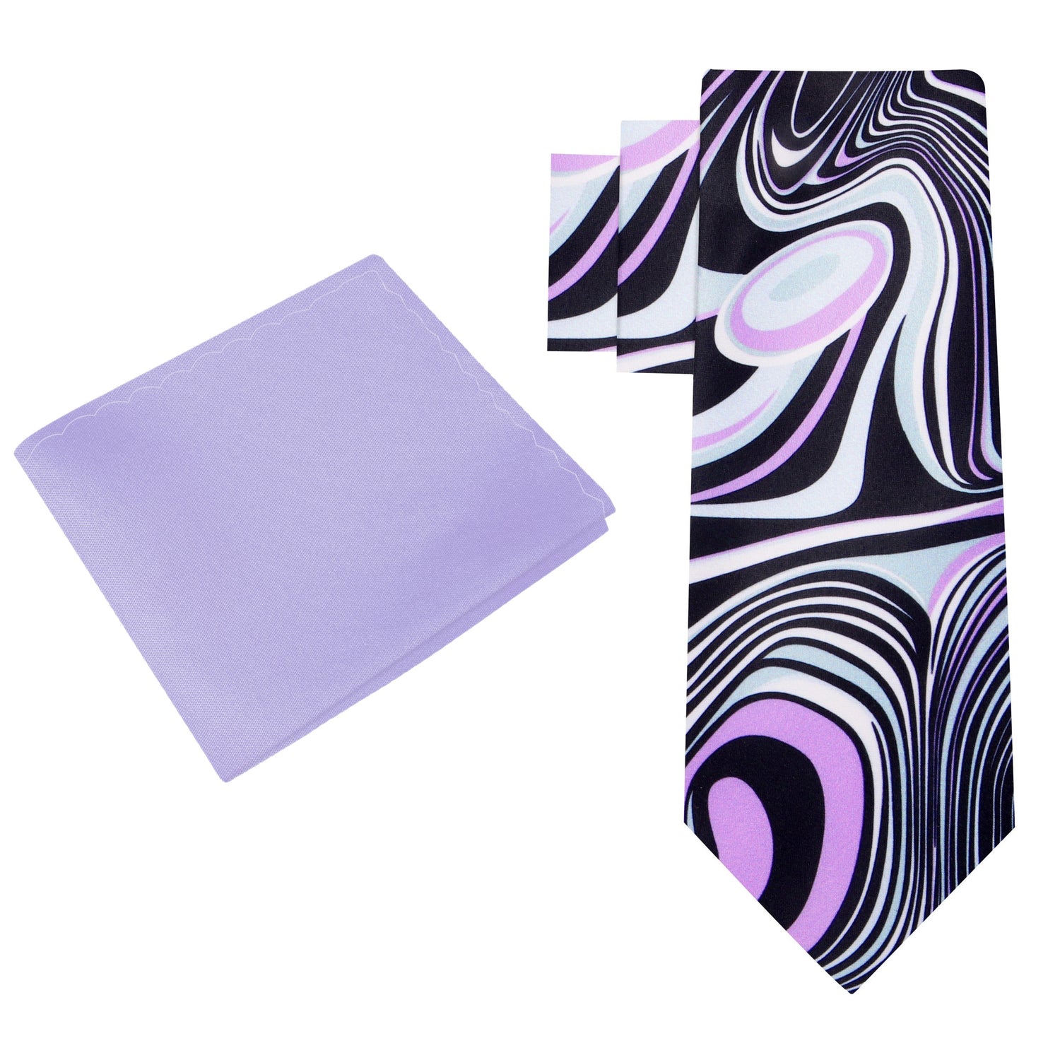 Alt View: Pink, Light Blue, Black Abstract Tie and Light Purple Square