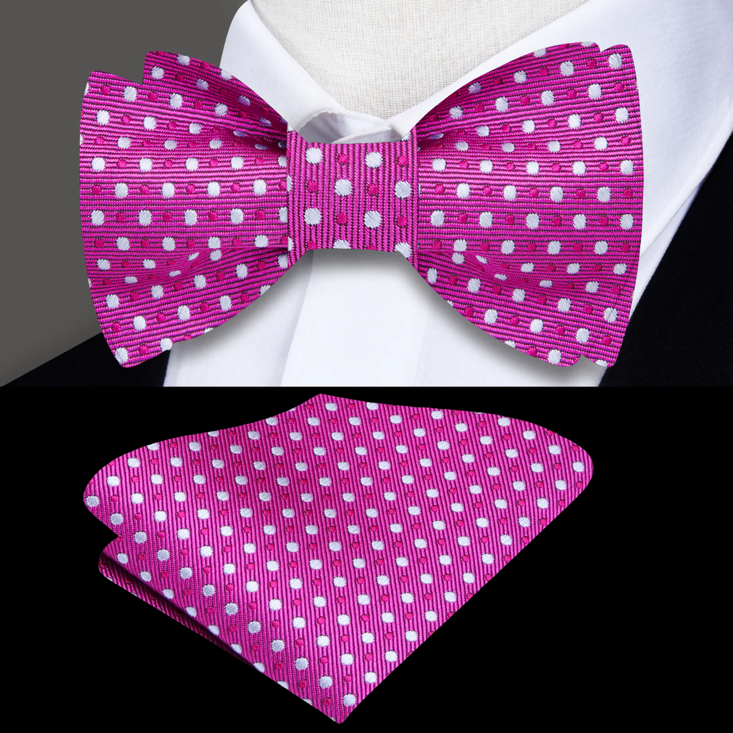 Plum Polka Bow Tie and Pocket Square