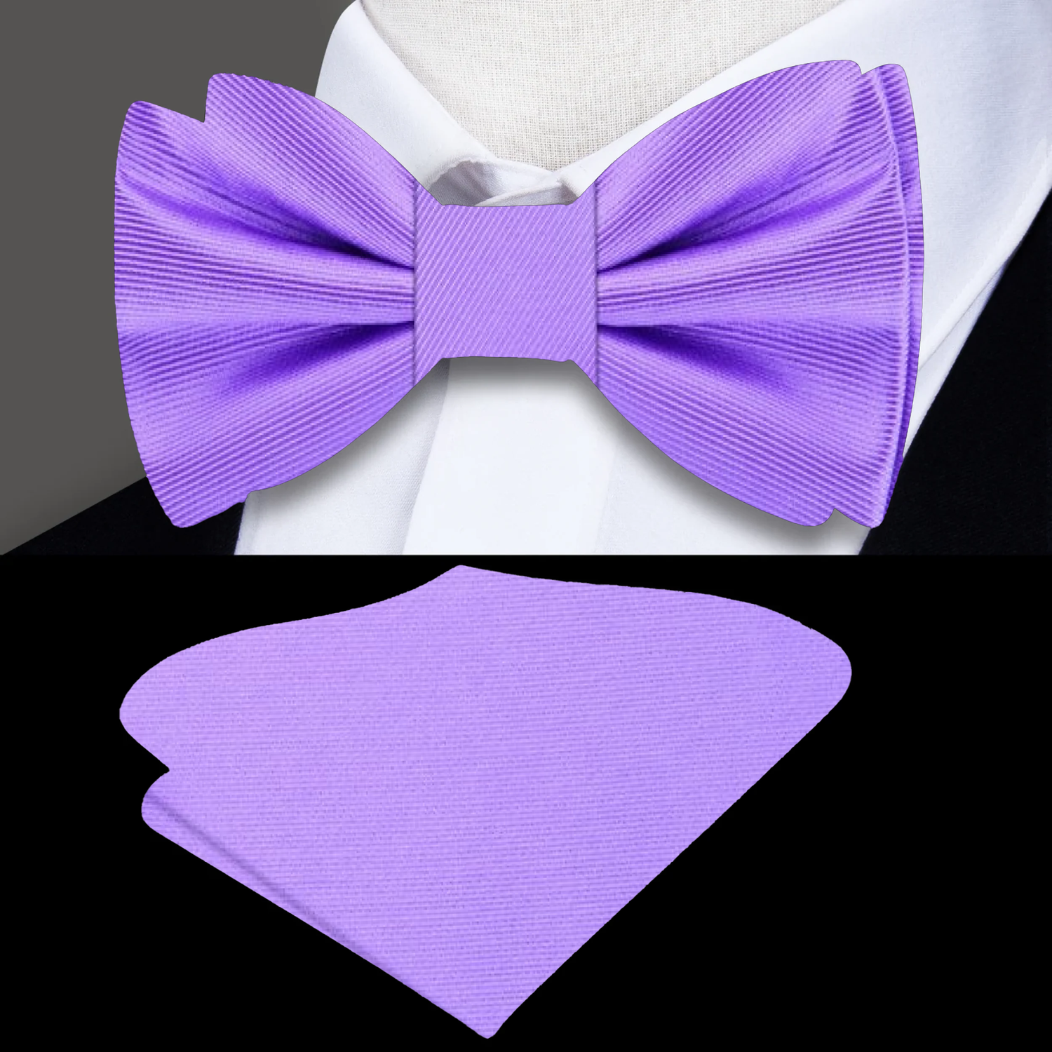Soft Pastel Purple Bow Tie and Square