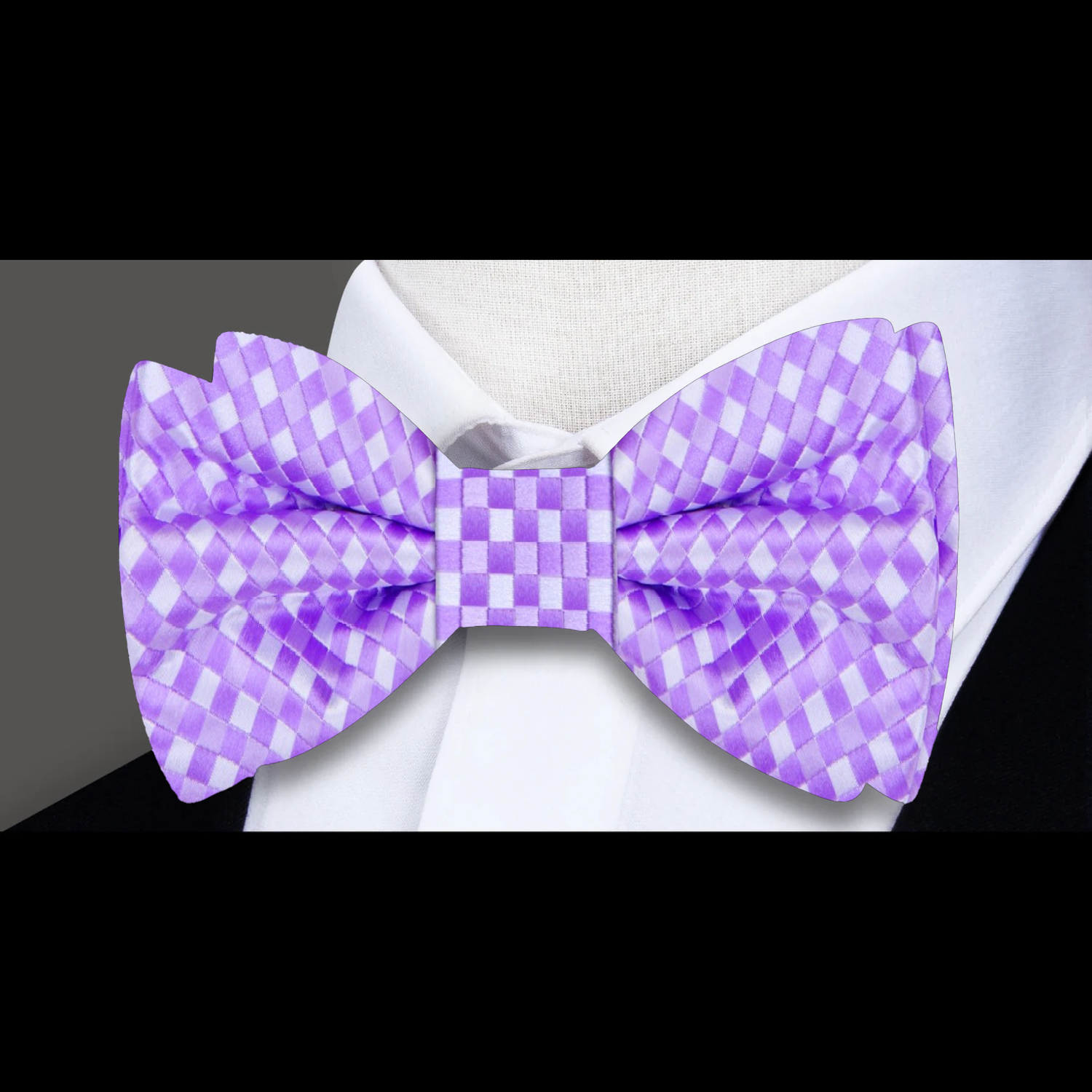 Purple, White Check Bow Tie 