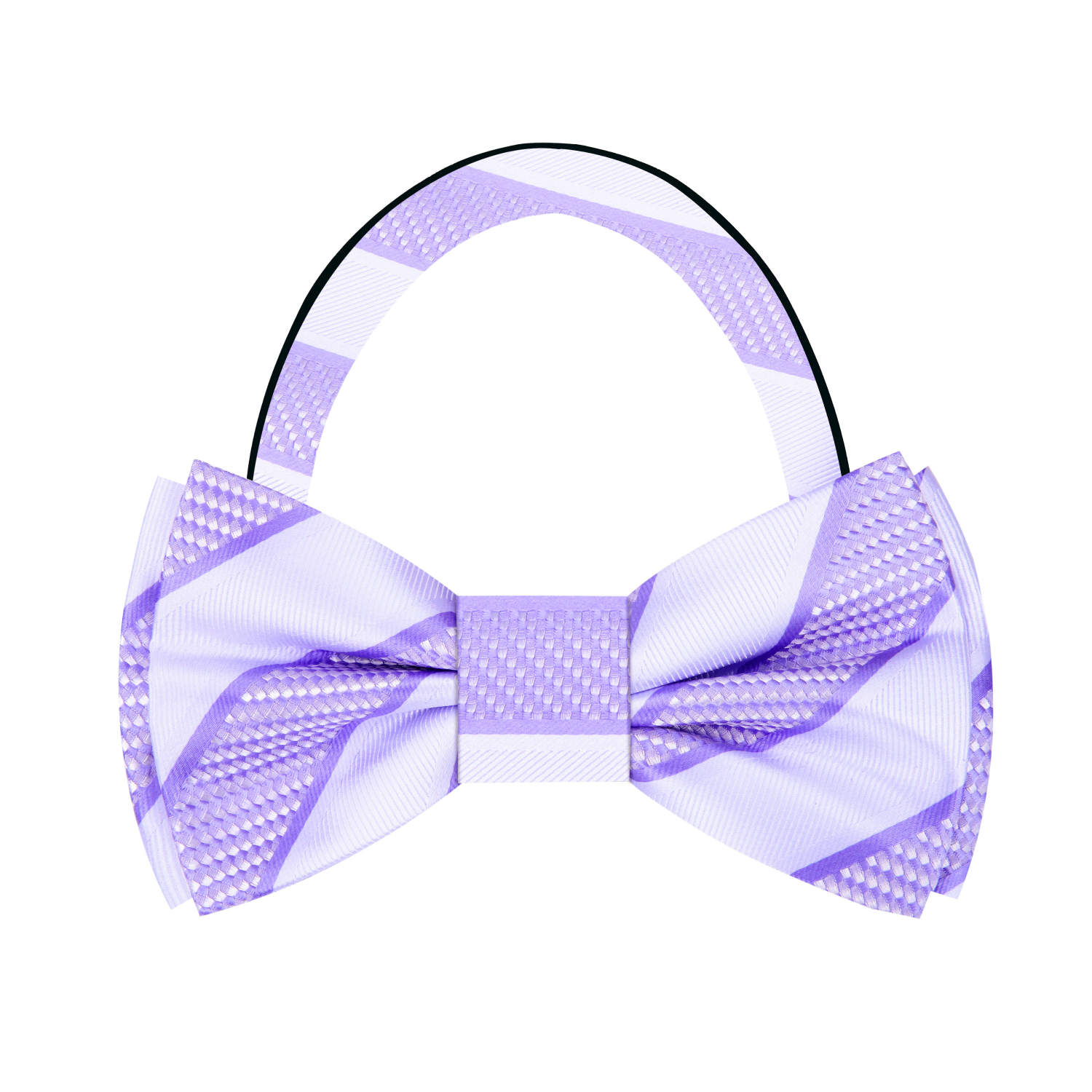 White and Purple Stripe Bow Tie Pre Tied