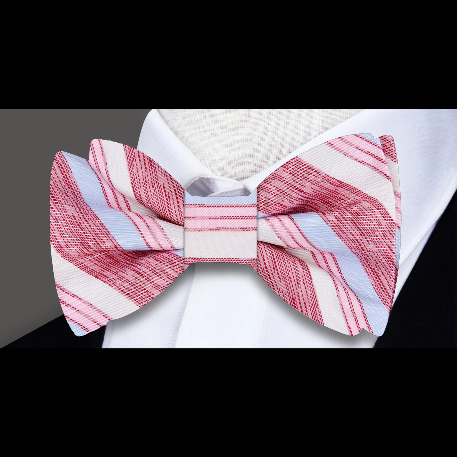 Light Red Seaside Stripe Bow Tie