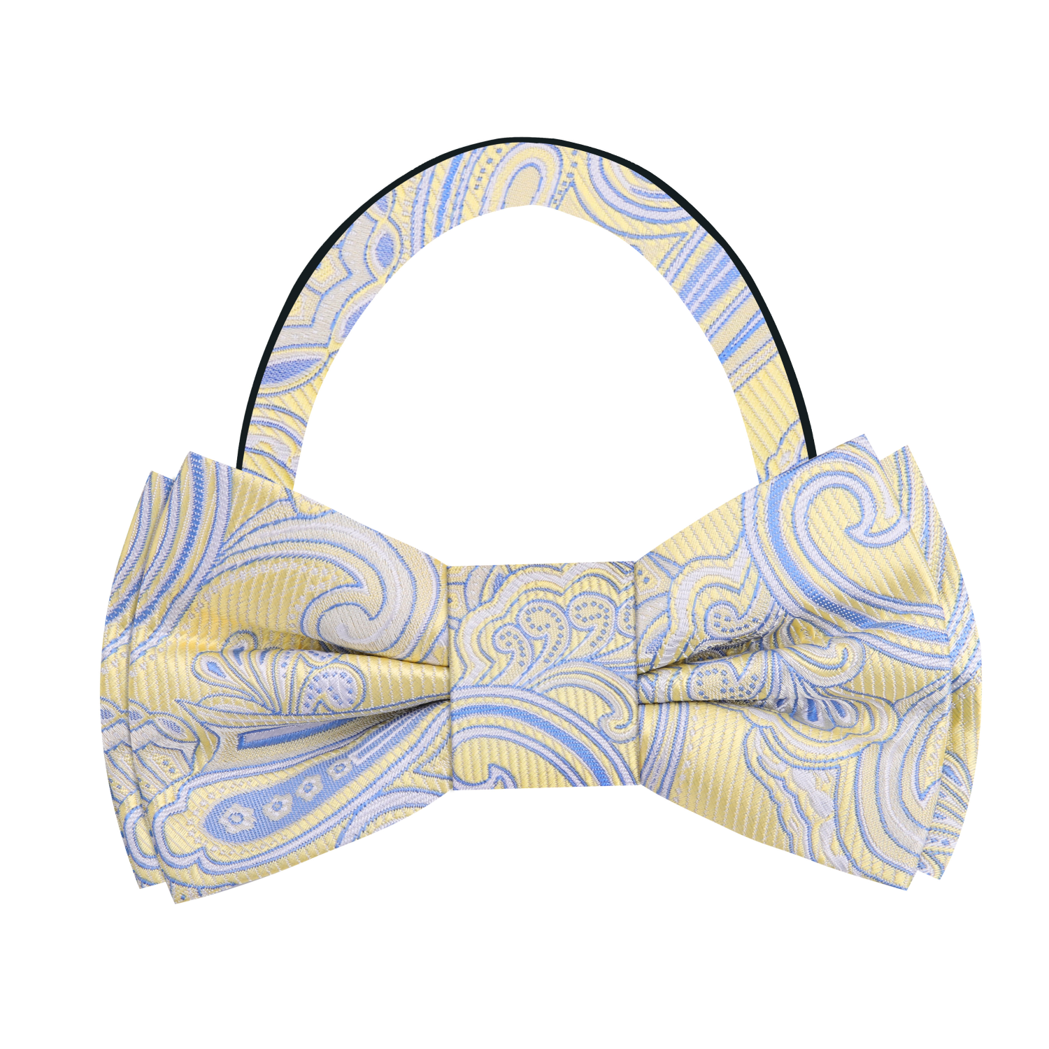 Yellow and Blue Paisley Bow Tie Pre Tied