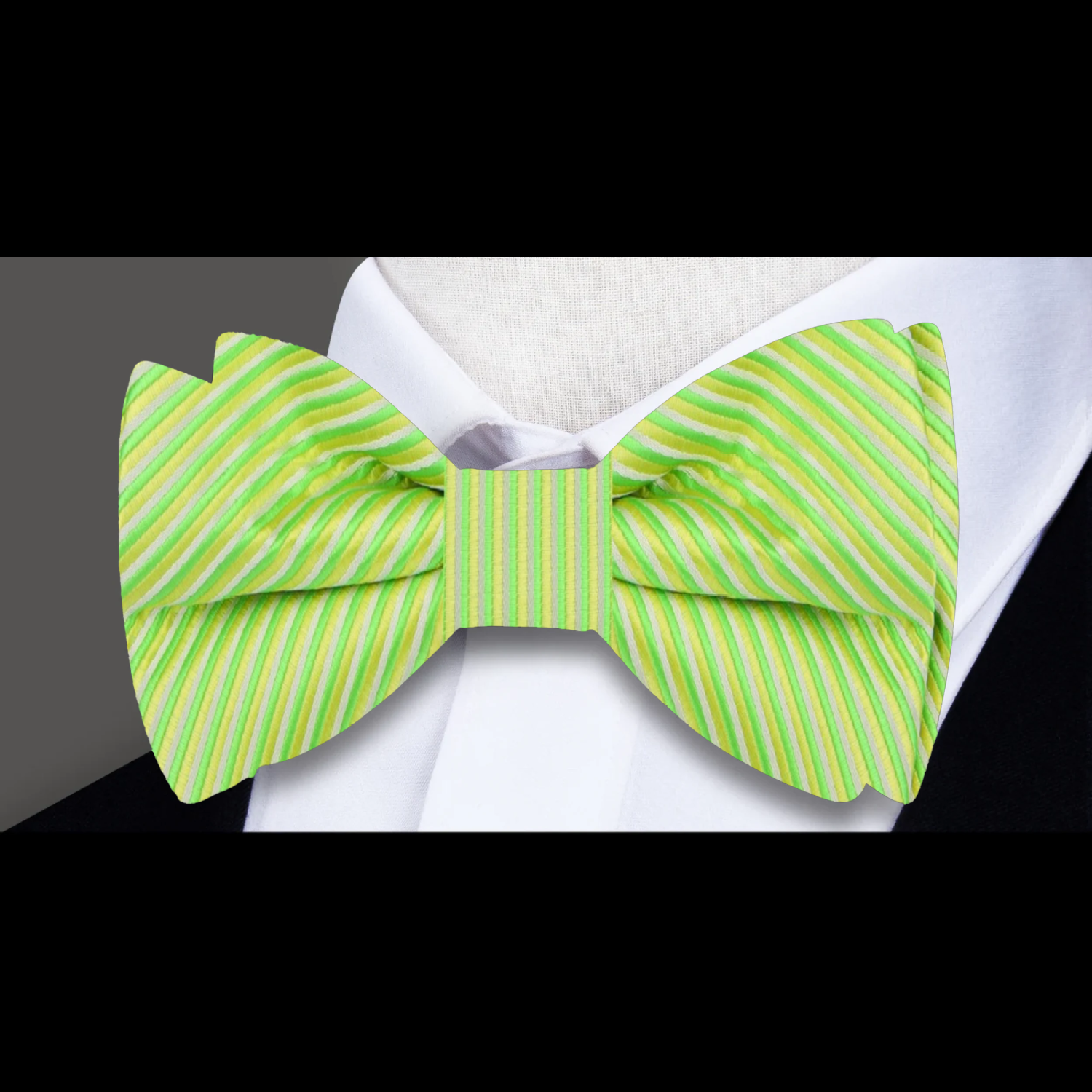 Lime Green Pinstripe Bow Tie