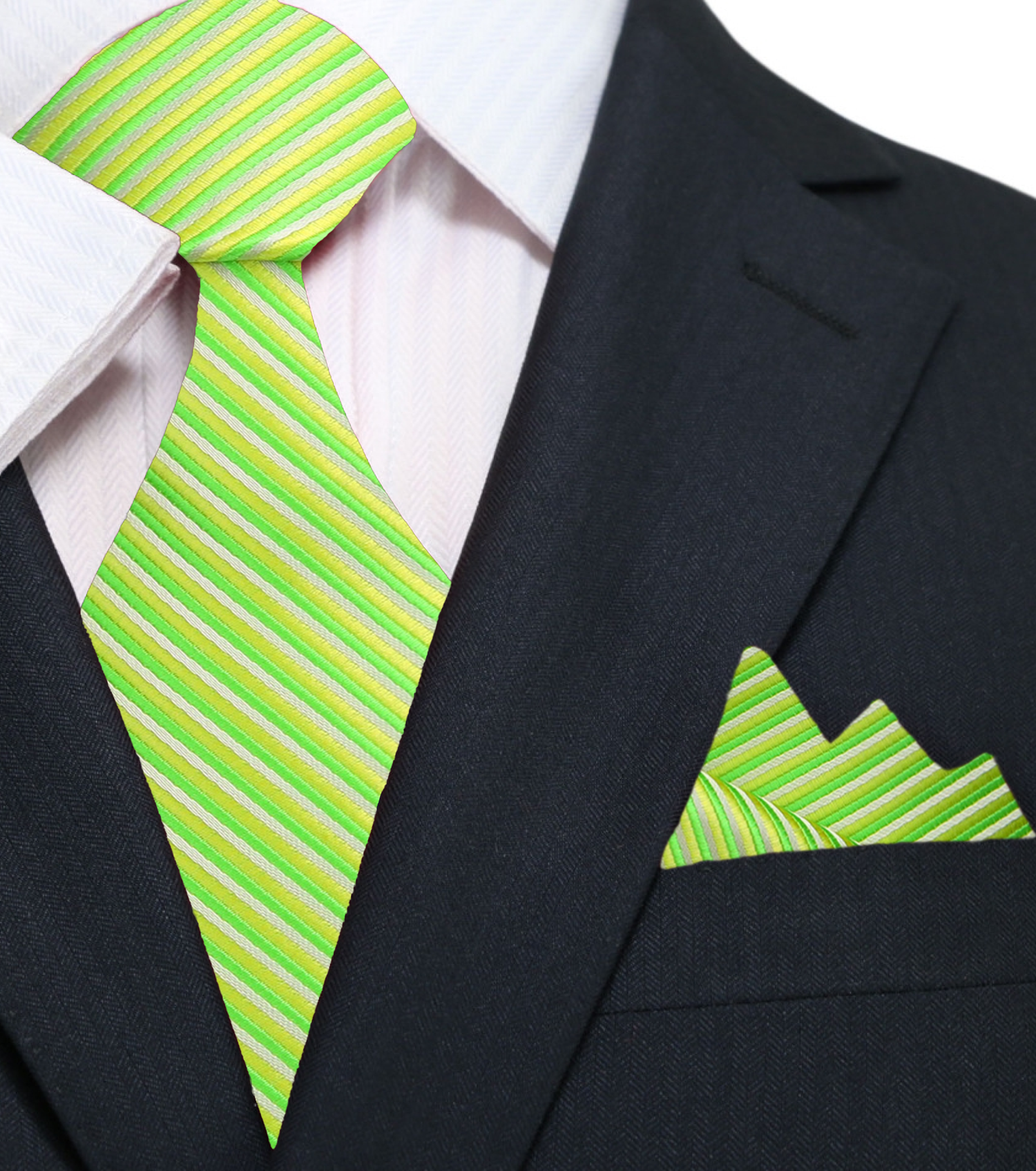 Lime Pinstripe Tie and Pocket Square