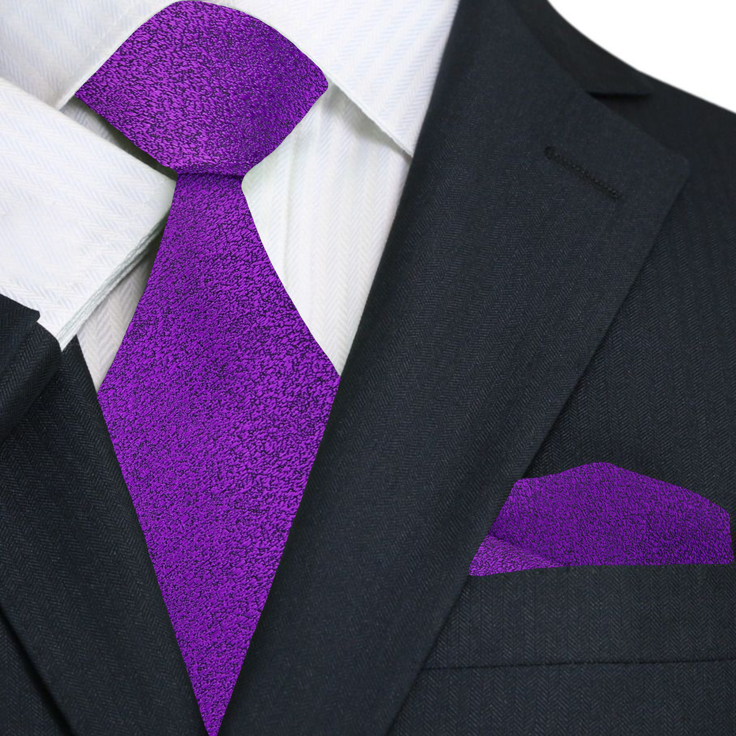 Shimmer Purple Tie and Pocket Square||Purple Shimmer