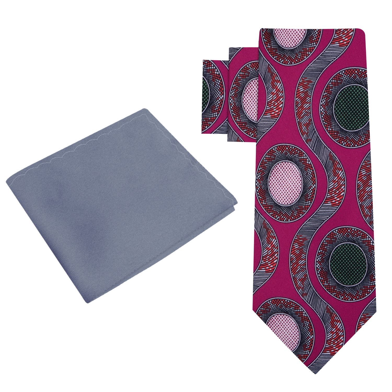 Alt View: Dark Fuchsia Abstract Necktie & Grey Square