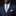 Man wearing a navy suit with a blue and white checkered tie and pocket square on a black background