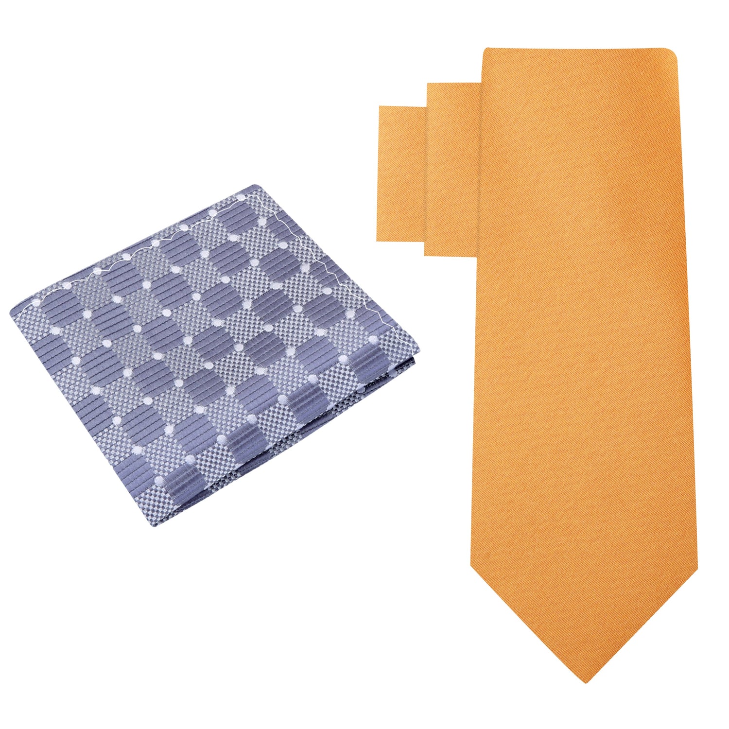 Alt View: Marigold Necktie with Grey Geometric Square