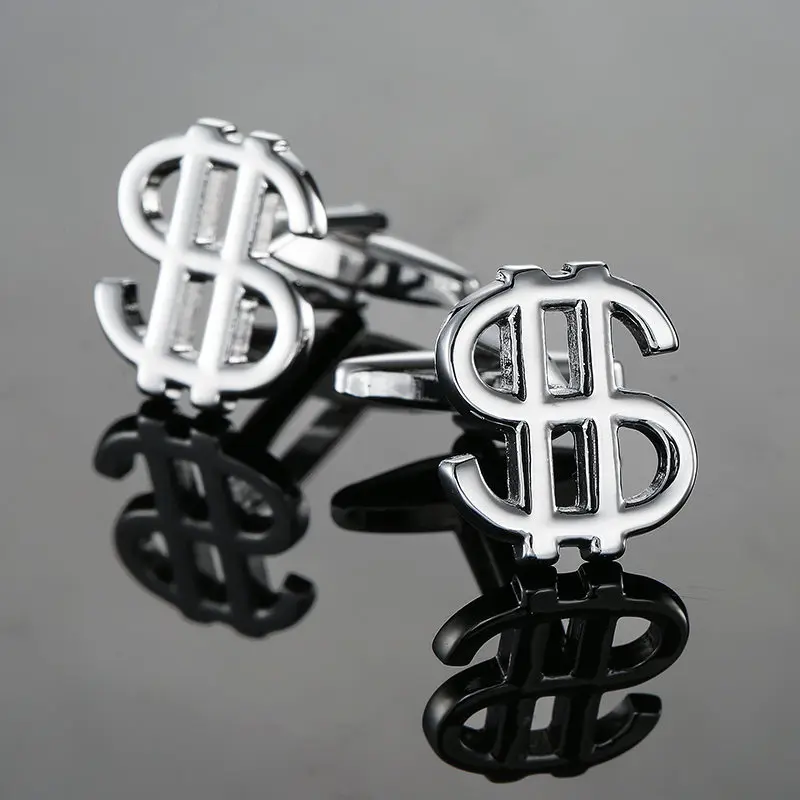 Chrome Dollar Sign Cufflinks