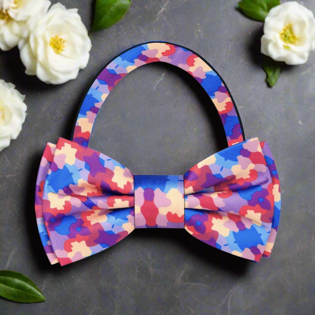 Pre Tie Multi Color Abstract Bow Tie