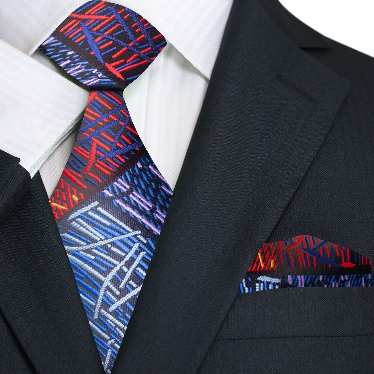 Multi Color Abstract Tie and Square