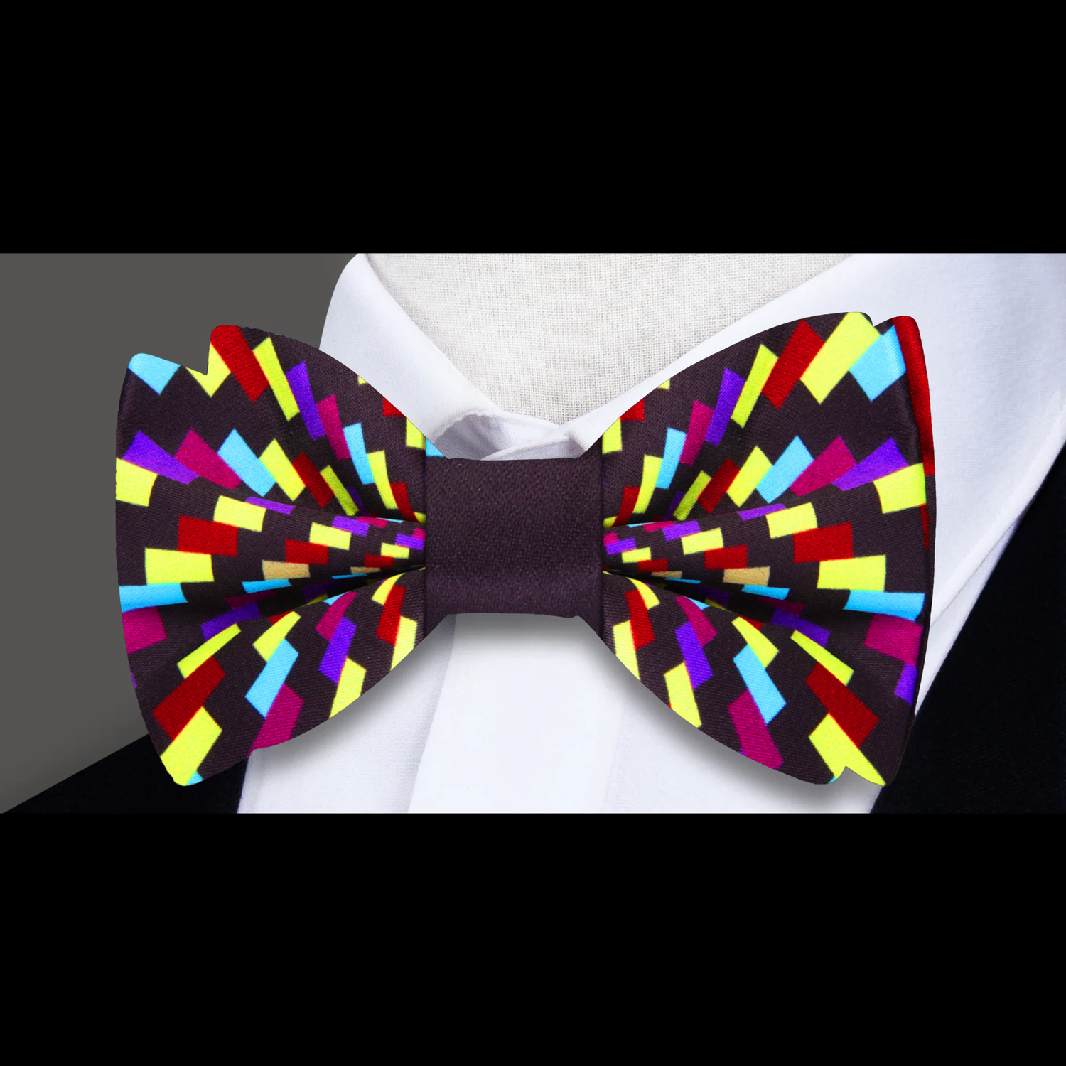 Yellow, Purple, Red Geometric Swirl Bow Tie  