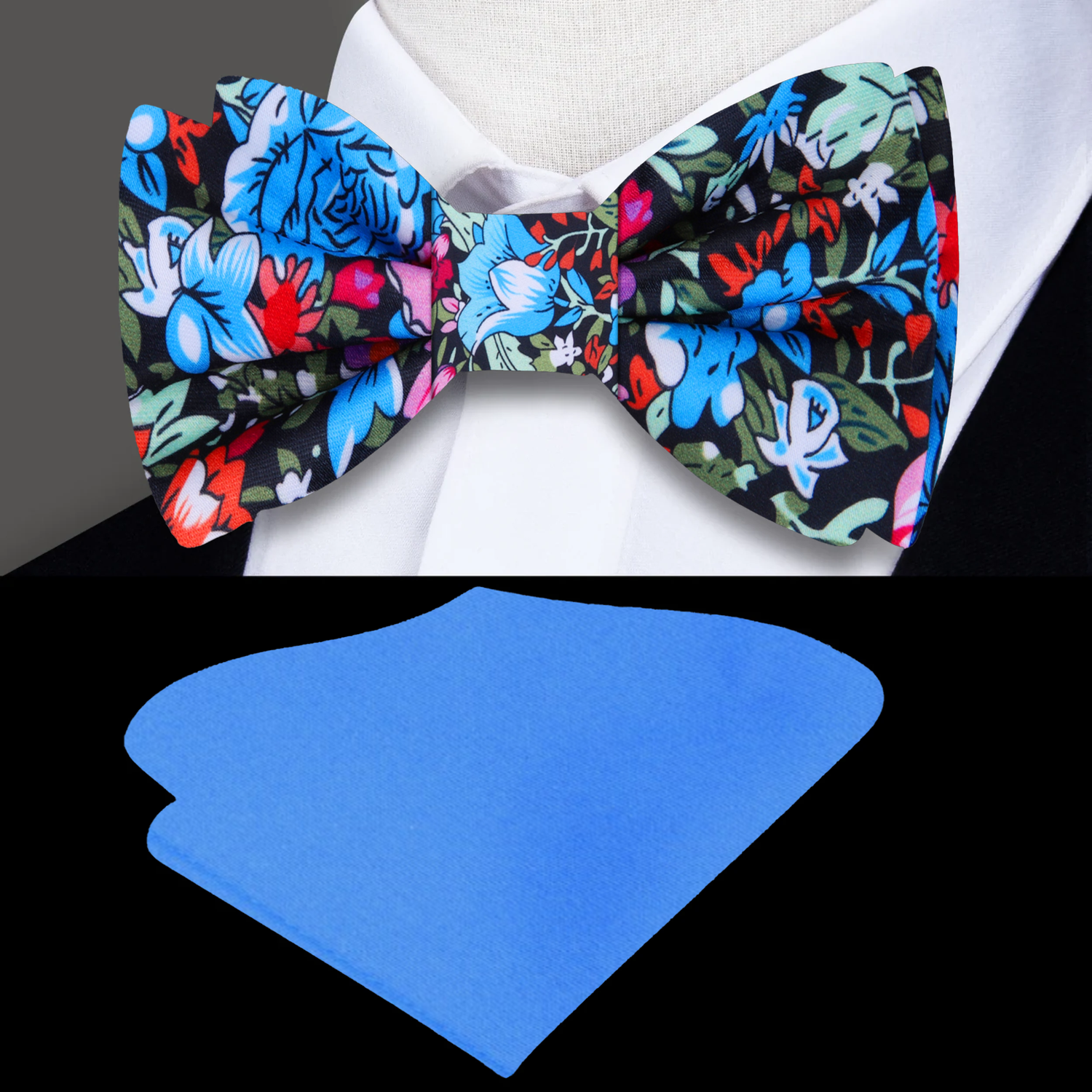 Multi-Colored Impressionist Flowers Bow Tie And Pocket Square