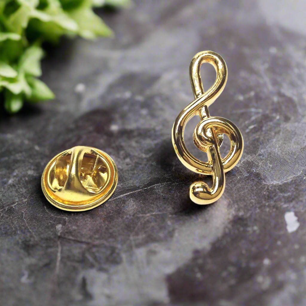 2 Gold Treble Clef Lapel Pin