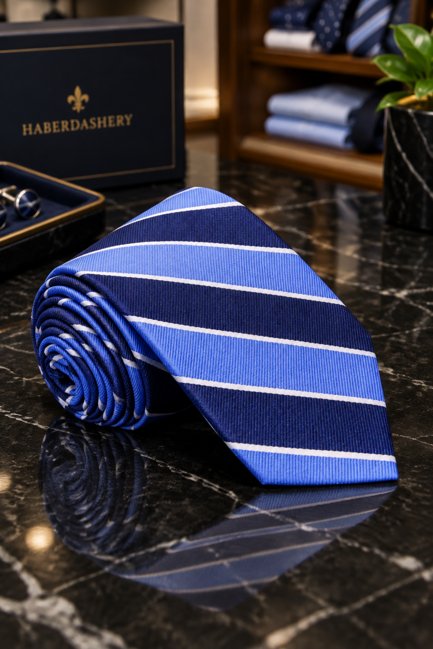 Blue Stripe Tie Thin
