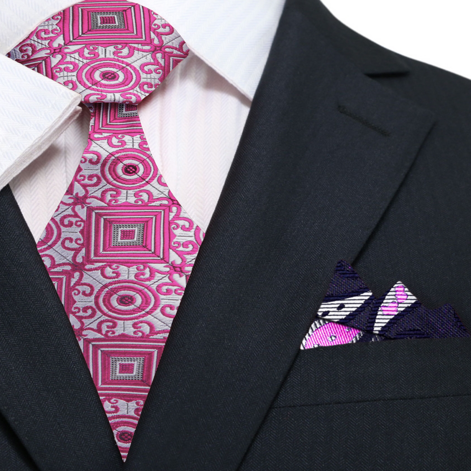 New Rome Geometric Necktie and Accenting Square