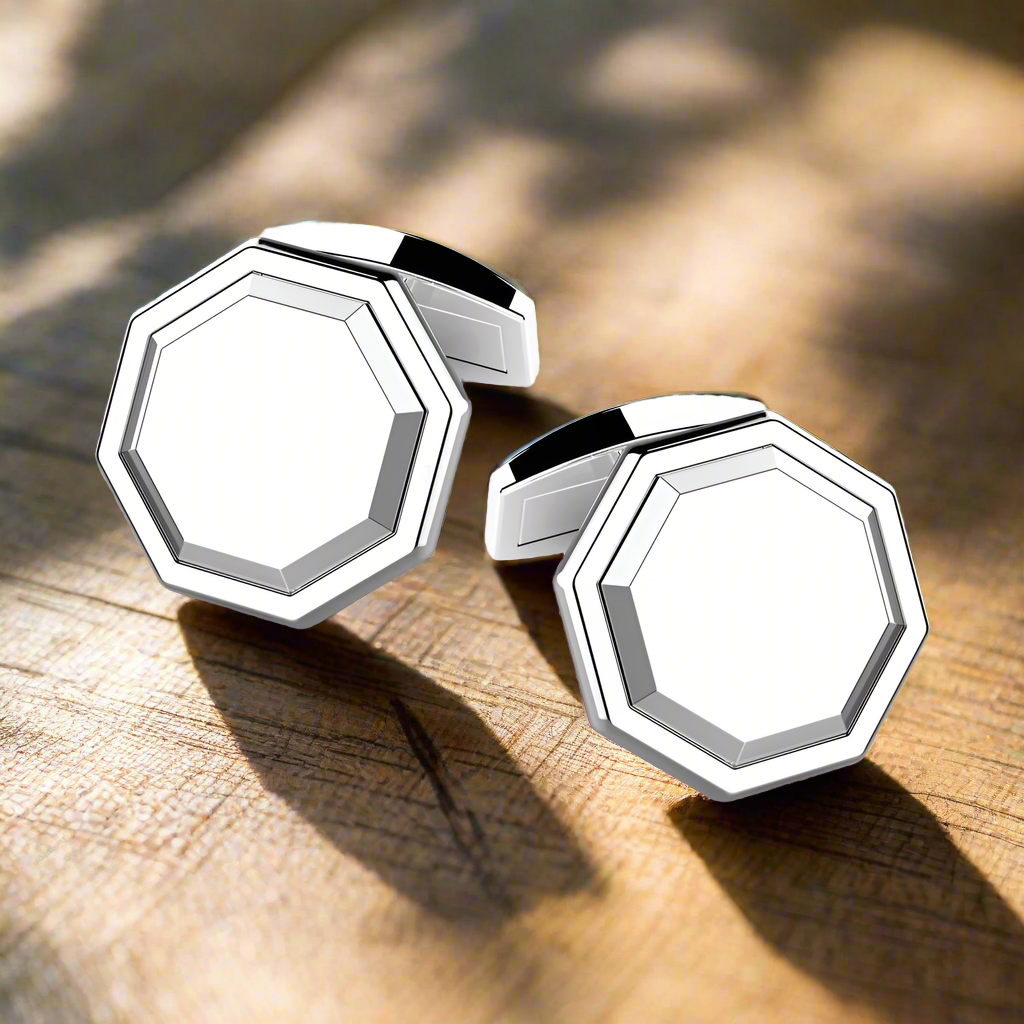 Main Chrome Hexagon Cuff-links