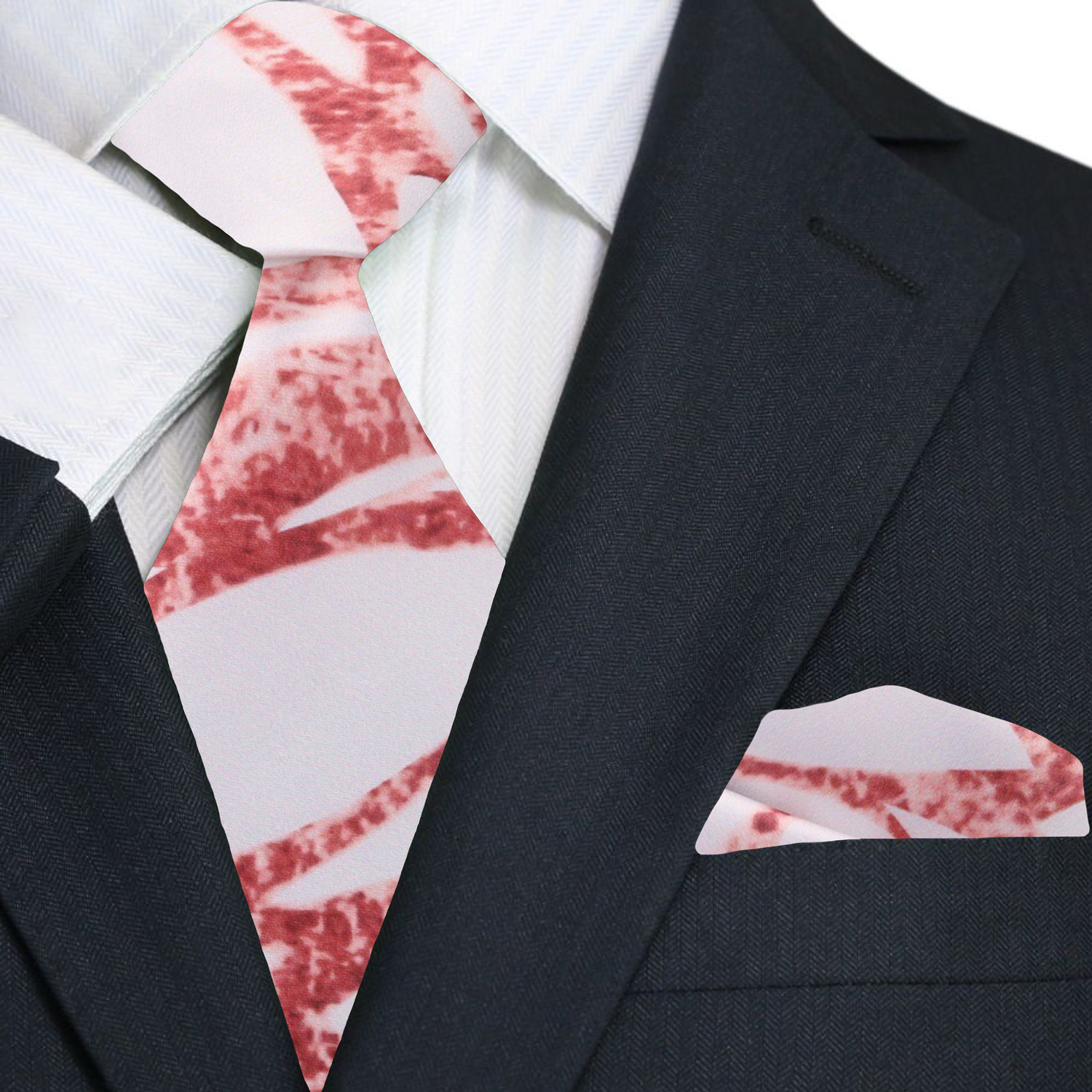 Premium Off White and Rose Gold Abstract necktie and Square