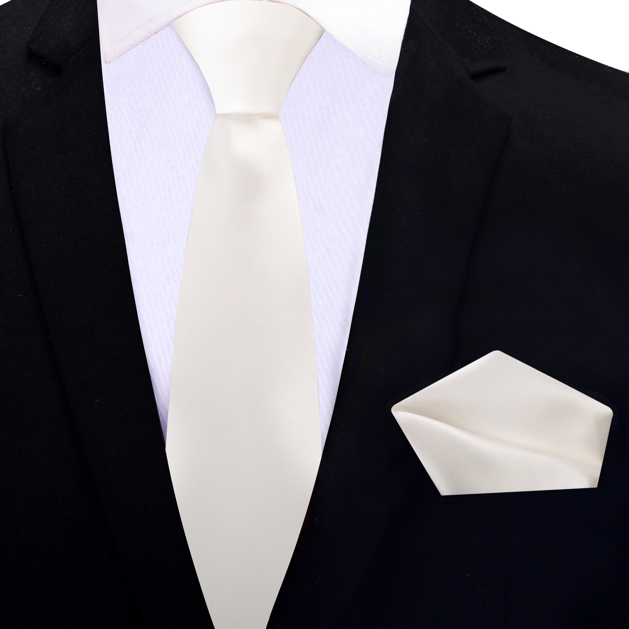 white dress tie Ivory Solid Necktie for Weddings, Galas & Formal Style Necktie & Accenting Square / Regular (60