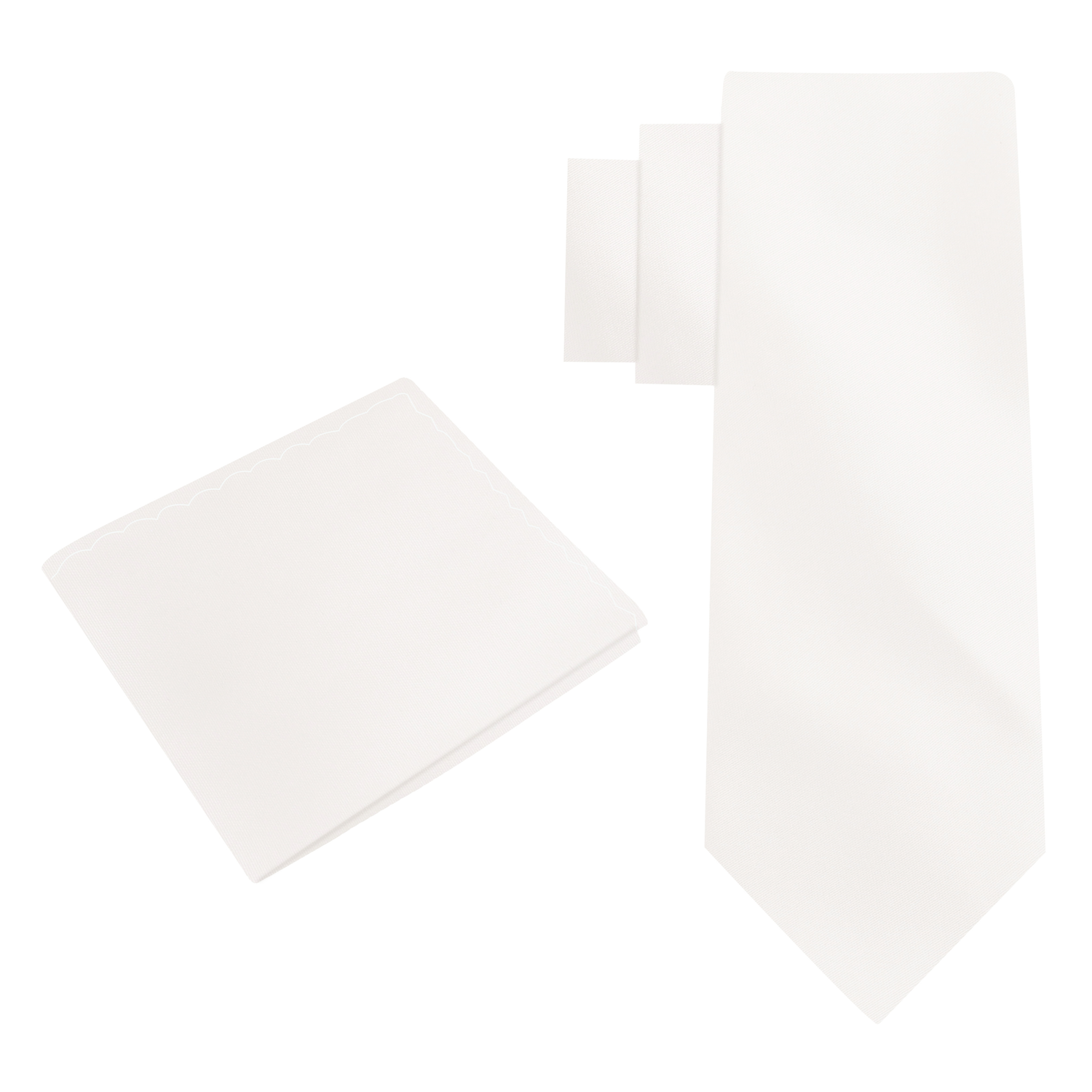 Alt view: Ivory White Necktie with Matching Square