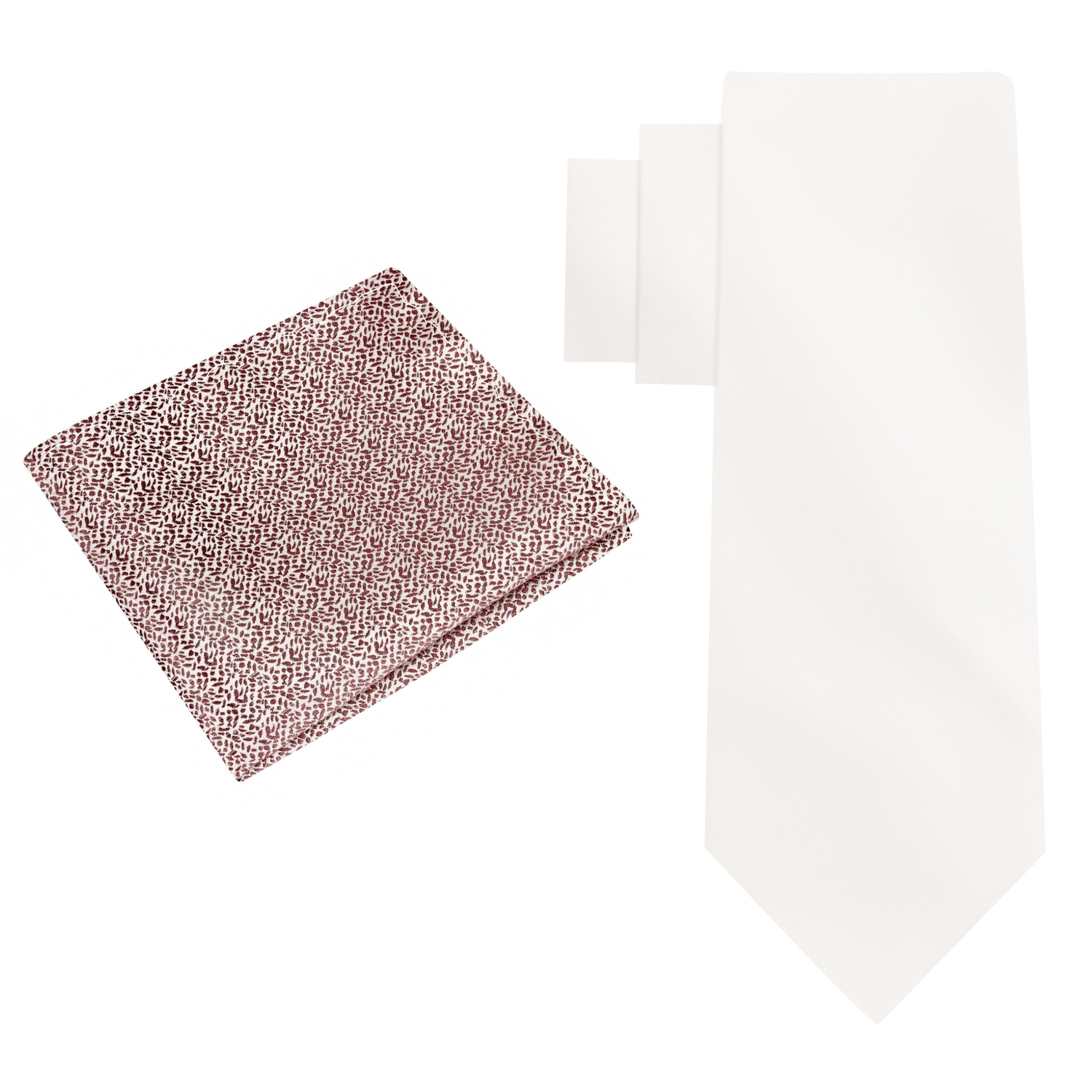 Alt View: Ivory White Necktie with Brown Textured Square