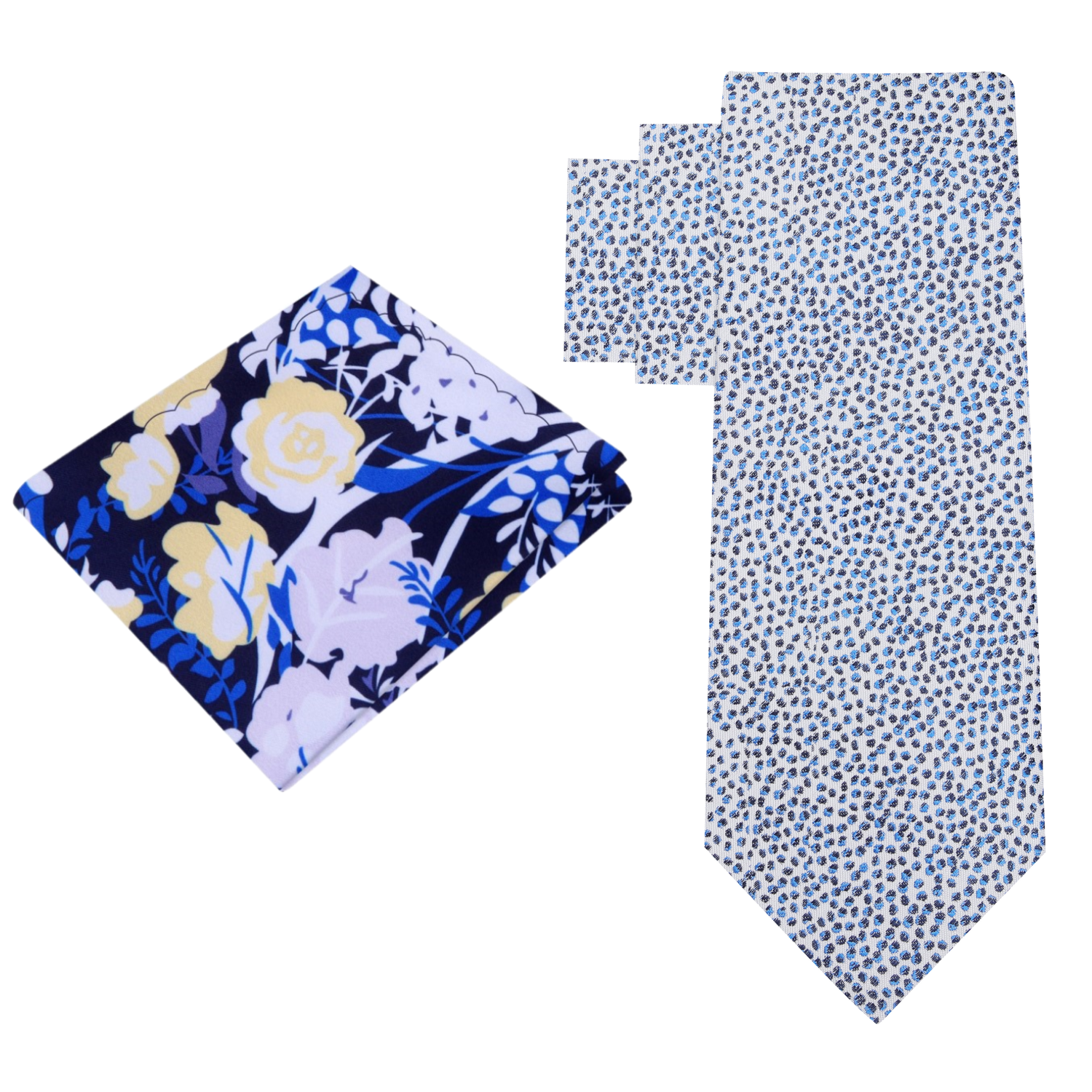 Alt View: Off-white with Black and Blue Pebbles with Black Blue Floral Square