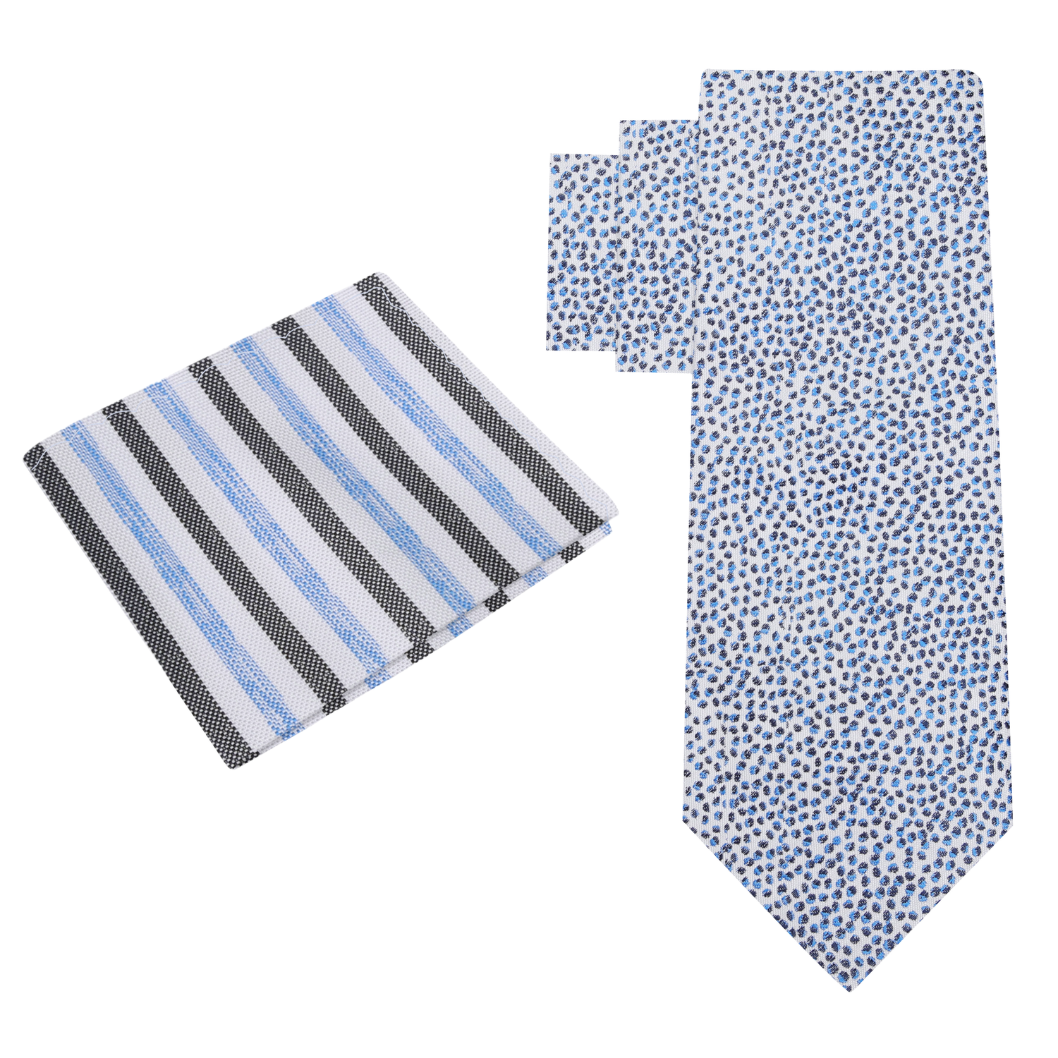 Alt View: Off-white with Black and Blue Pebbles with White Black and Blue Stripe Square