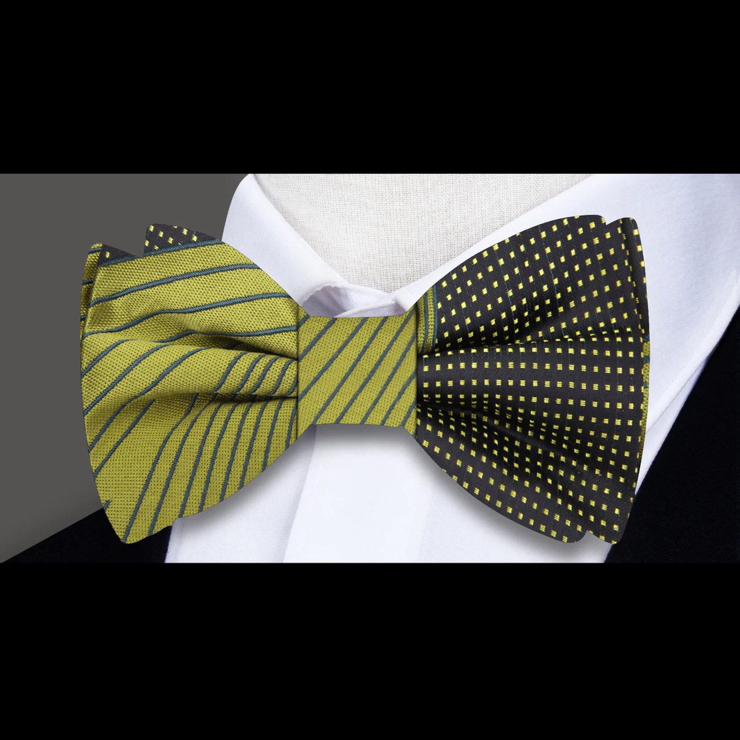 Olive, Lime, Black Abstract Bow Tie  