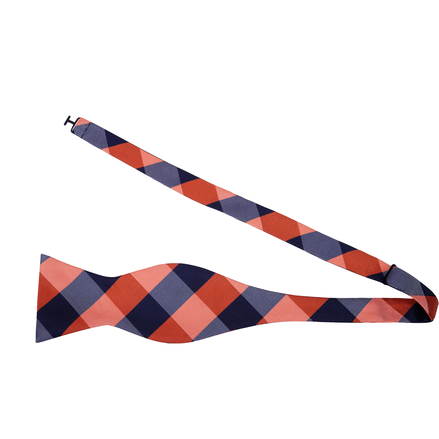 Blue, orange plaid bow tie 