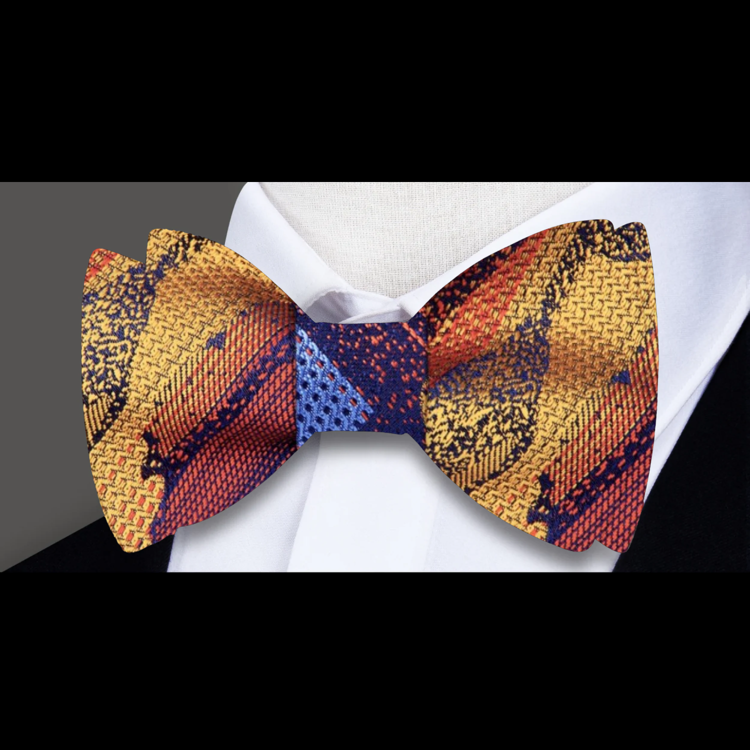 Orange, Blue, Red Abstract Bow Tie and Square