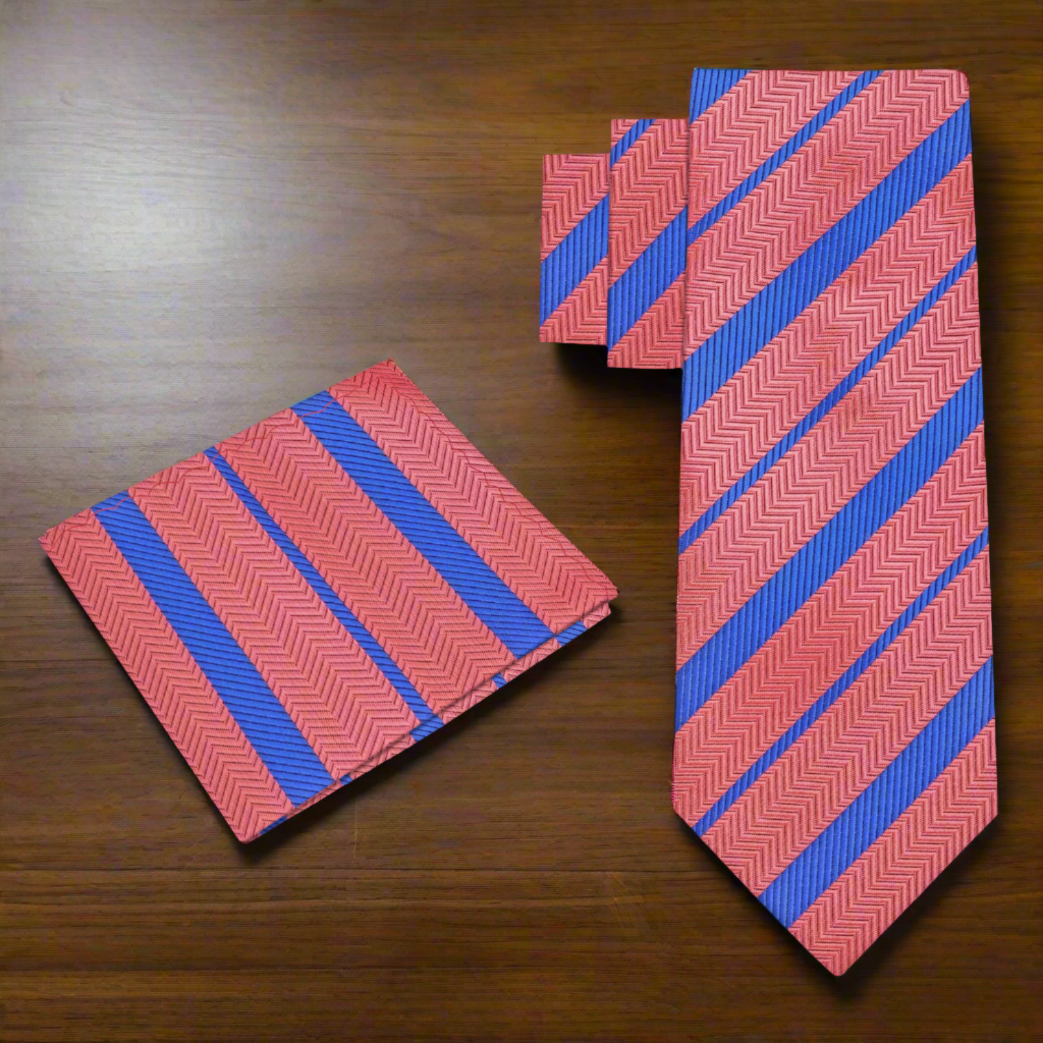 Alt Orange and Blue Stripe Necktie and Square