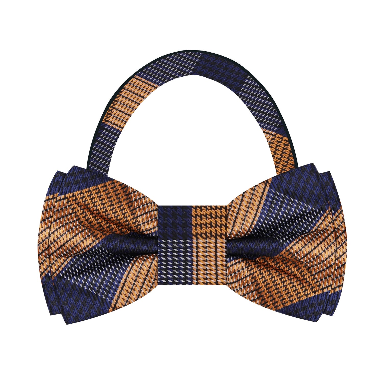 Orange, Blue and Black Plaid Bow Tie Pre Tied