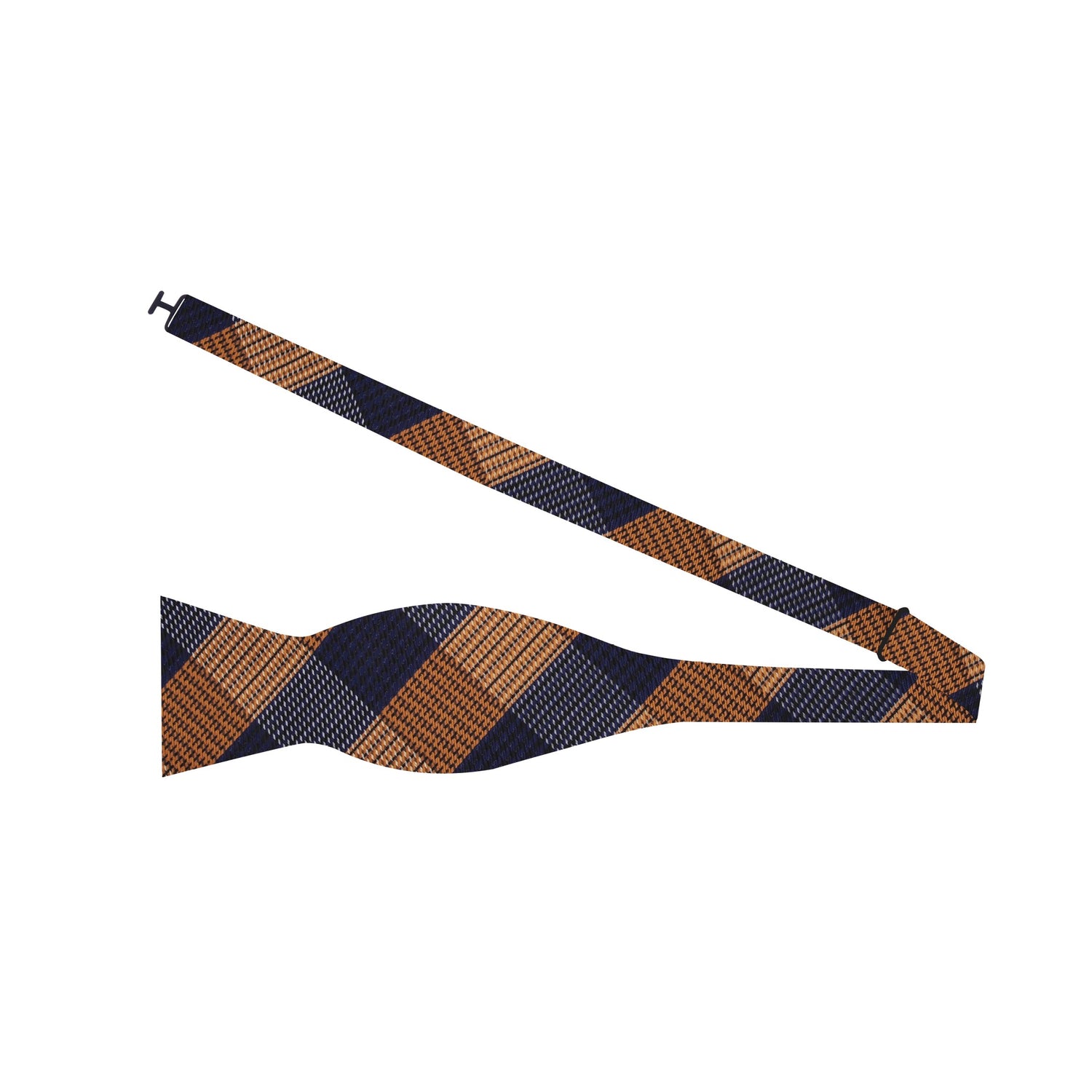 Orange, Blue and Black Plaid Bow Tie Self Tie