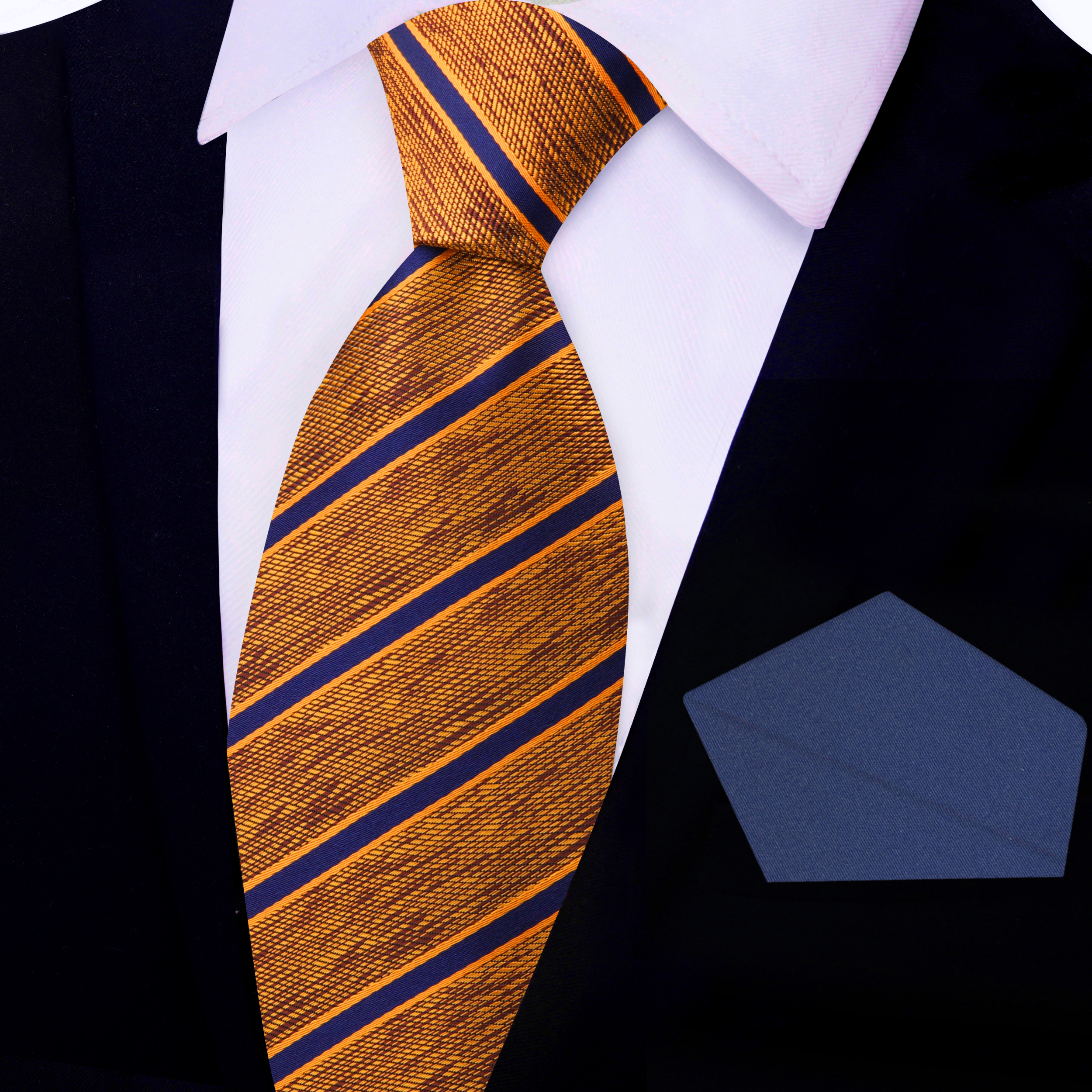 Striped Orange Silk Tie - Tailor Store
