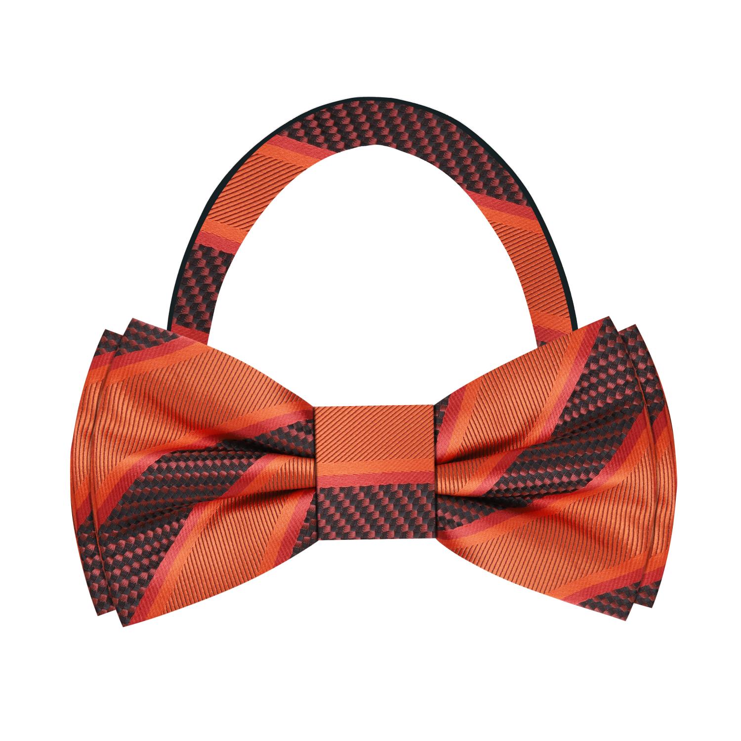 Orange Block Stripe Bow Tie Pre Tied