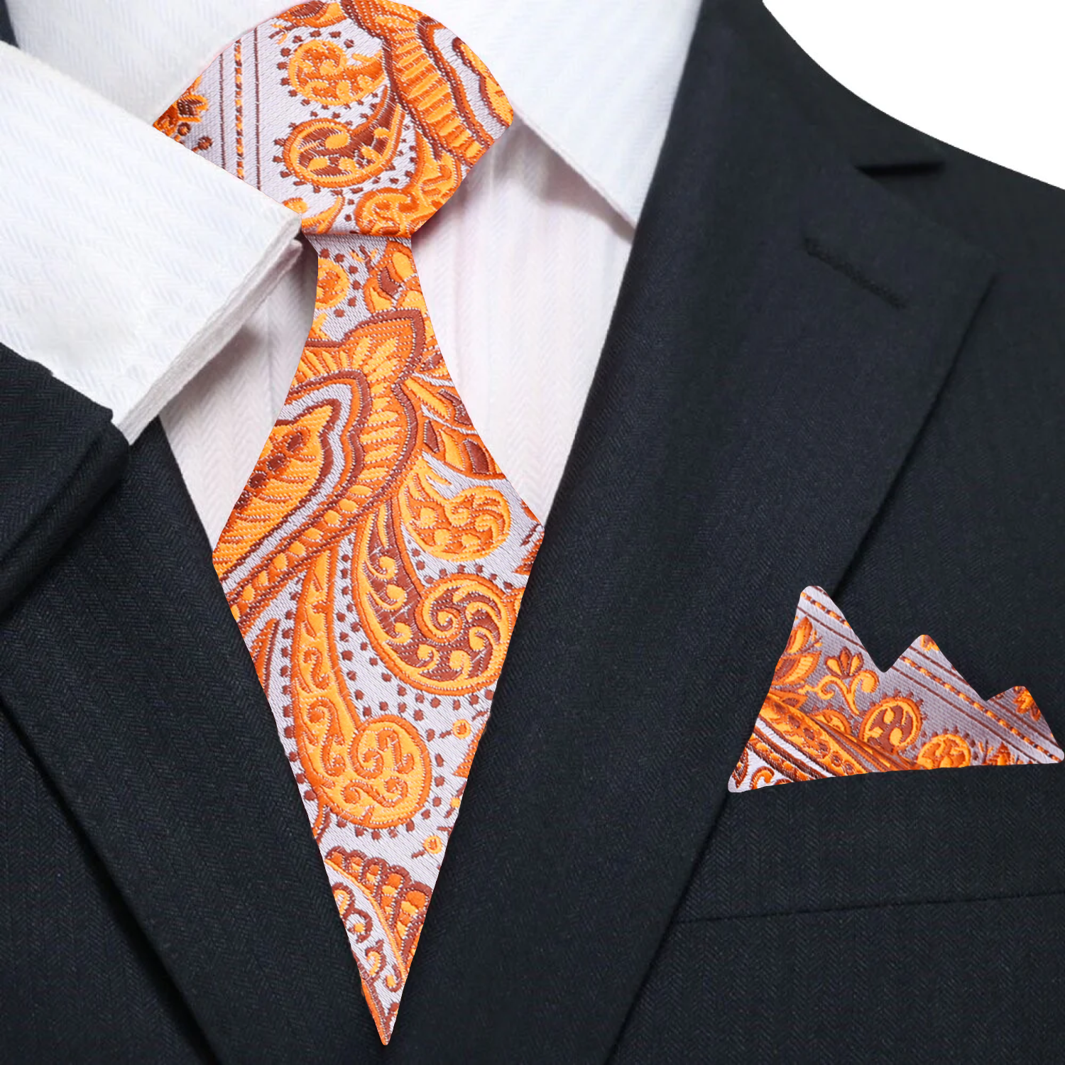 Primary Rust Paisley Tie and Pocket Square