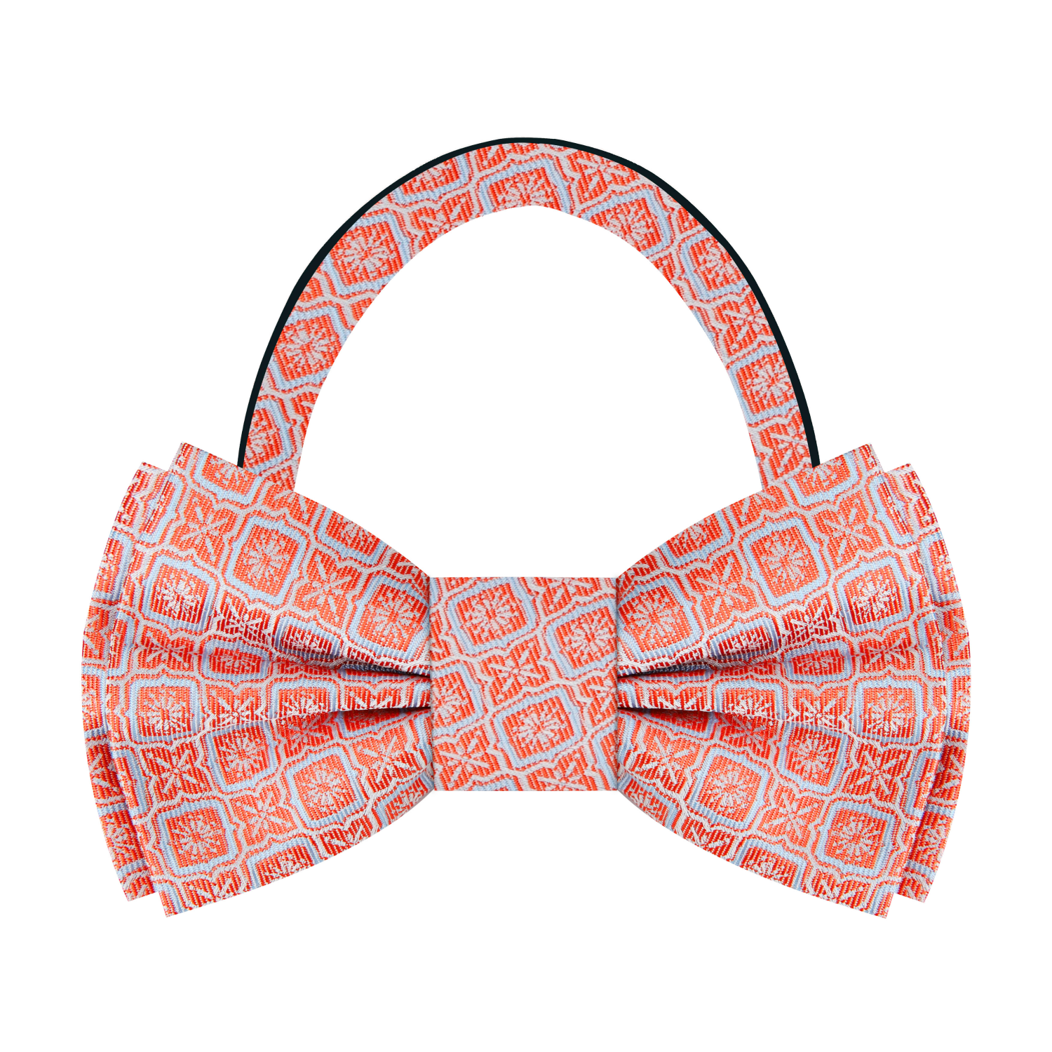 ||Rich Orange Geometric Bow Tie Pre Tied