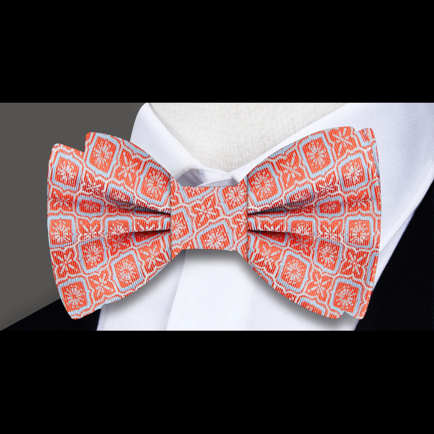 ||Rich Orange Geometric Bow Tie a 