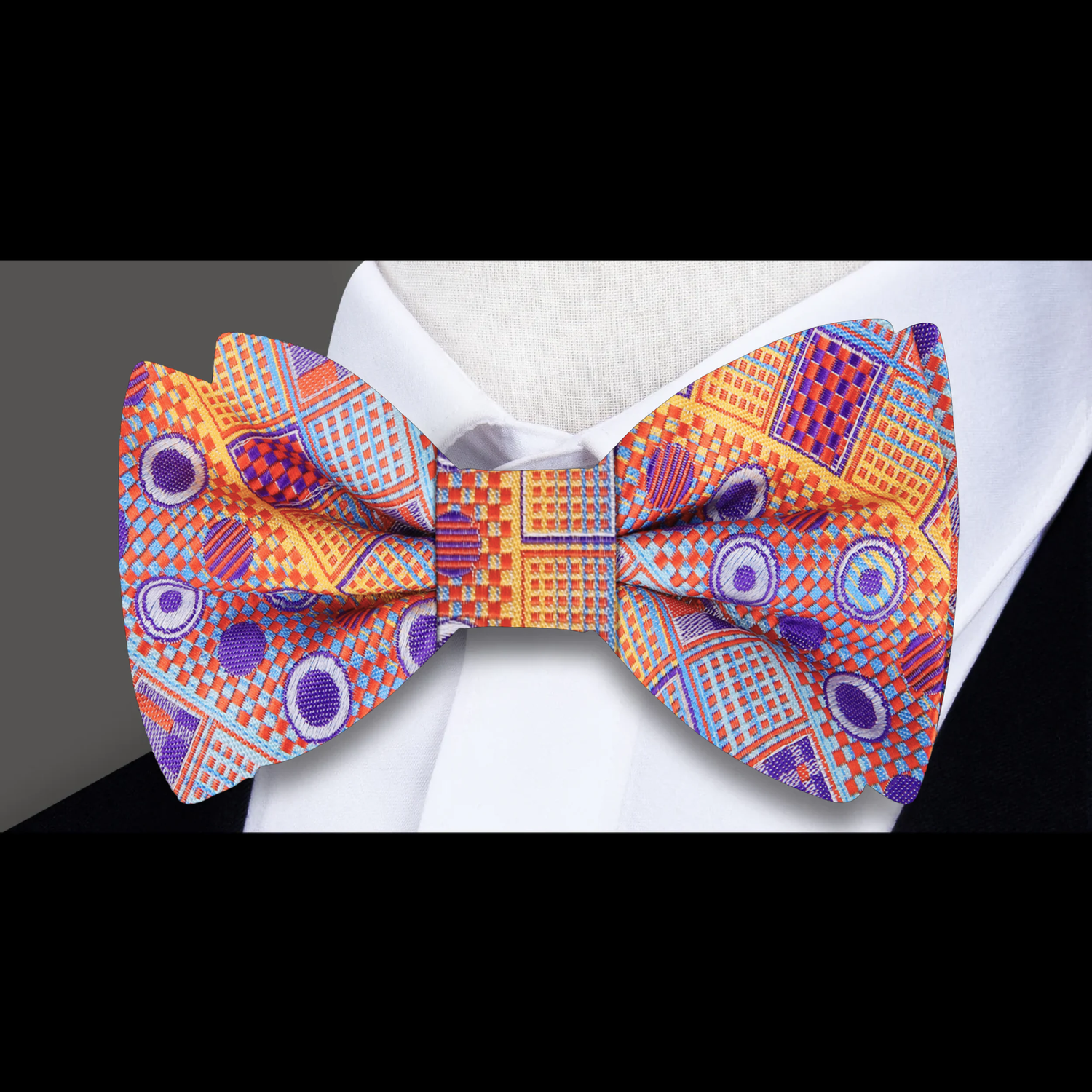 Orange, Purple Light Blue Abstract Bow tie  