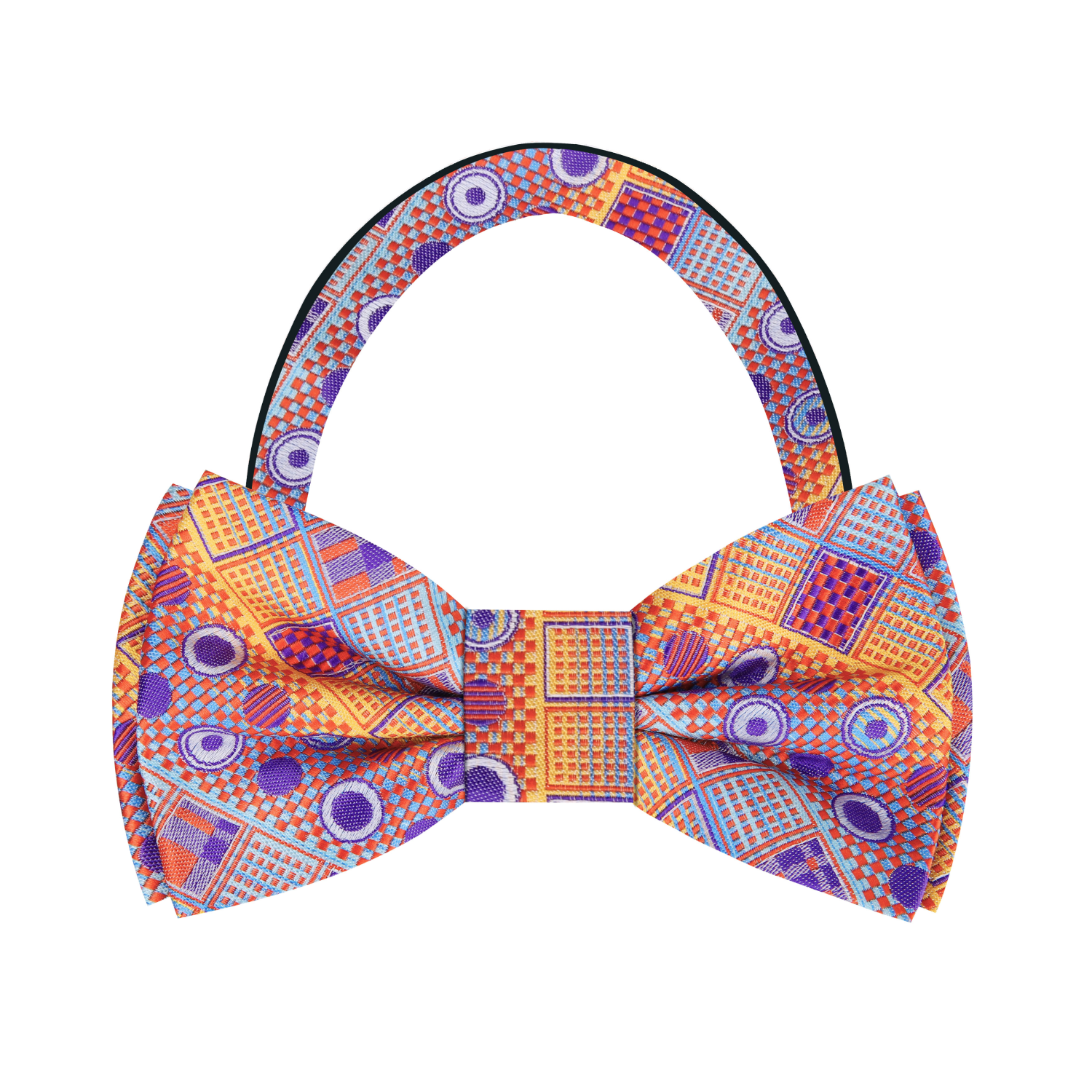 Orange, Purple Light Blue Abstract Bow tie Pre Tied