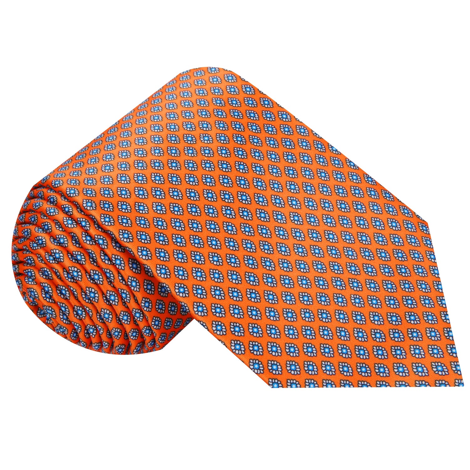 A Necktie that is sunfire coral with a small medallion pattern View 3