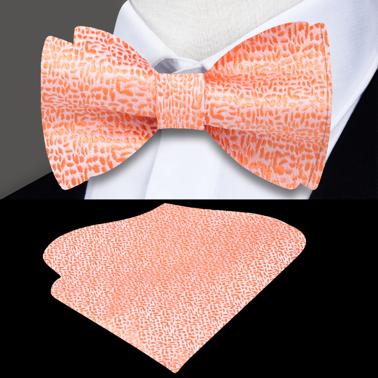 Main: Coral Shimmer Bow Tie and Square