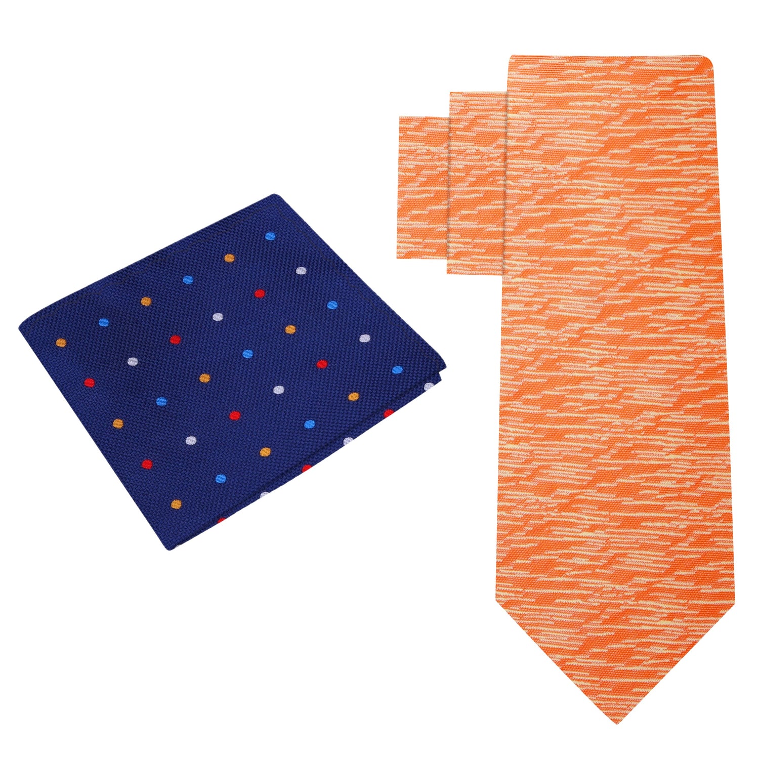 Alt View: Orange Necktie with Blue Polka Square