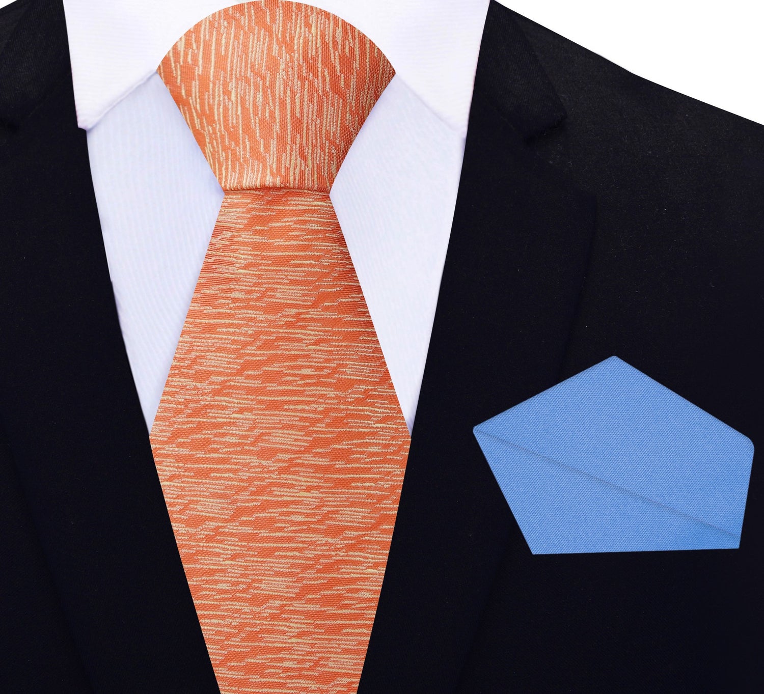 Orange Necktie with Light Blue Square